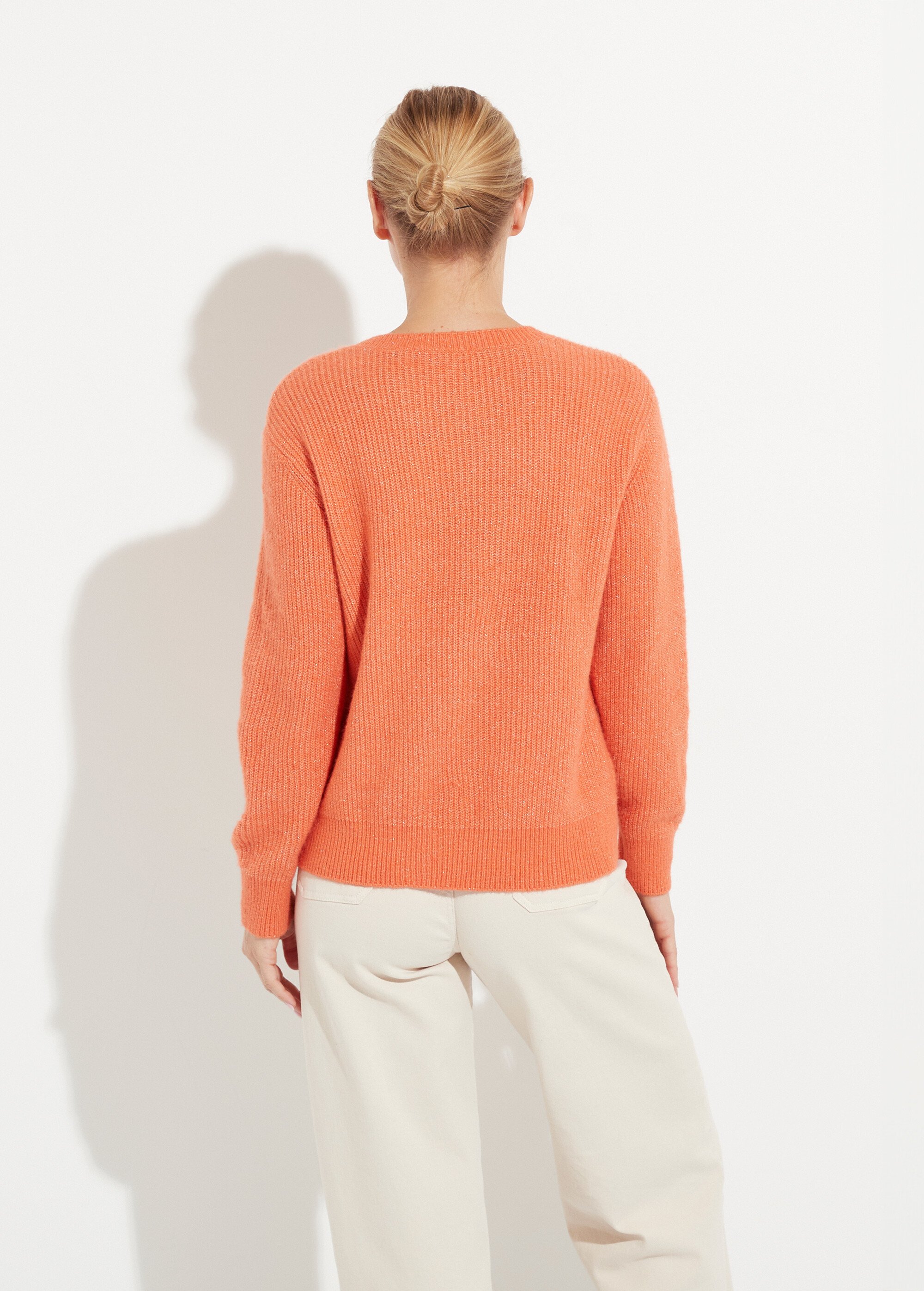Pull doux maille ajourée fibres recyclées et laine Femme Orange PAQUITA DO1