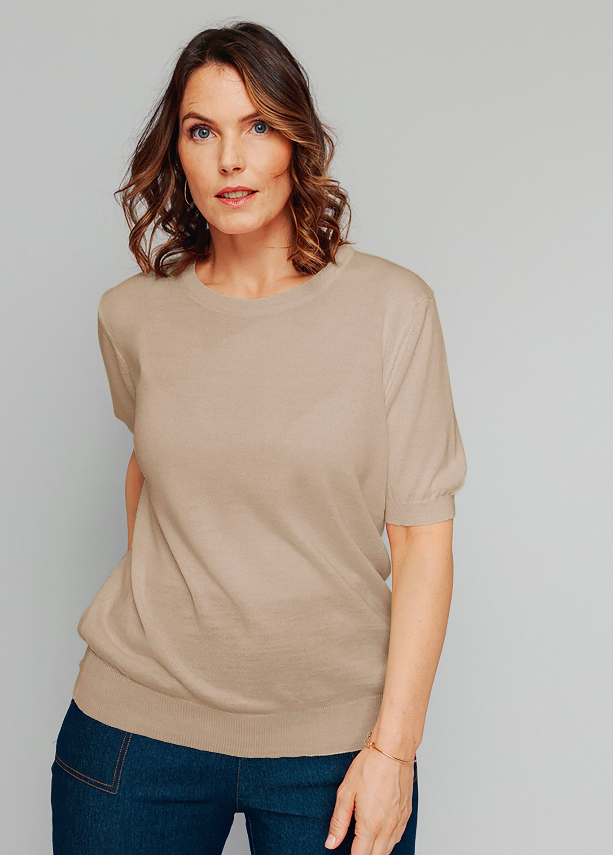 Pull laine mérinos chaud manches courtes