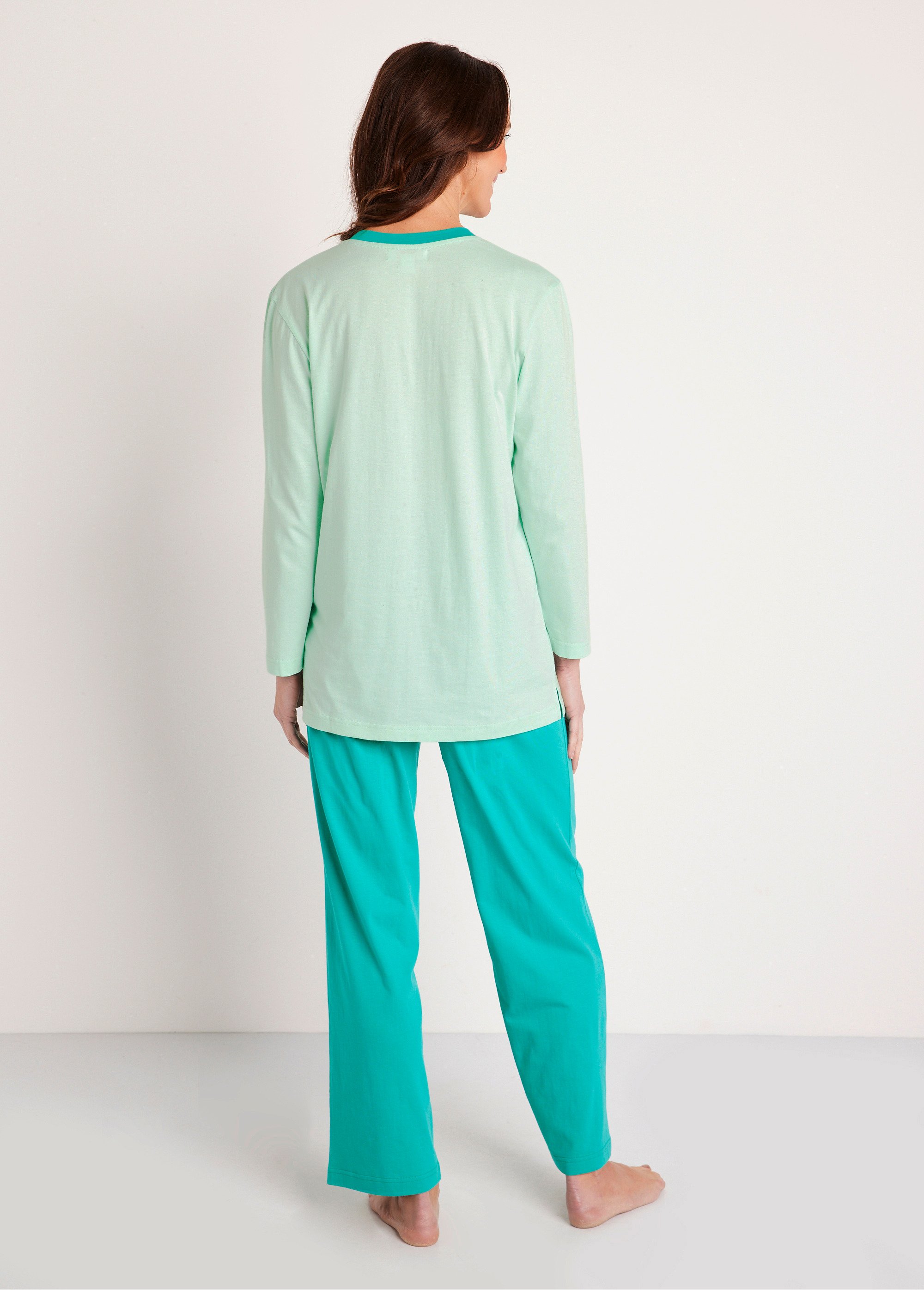 Pyjama boutonné coton motif exotique