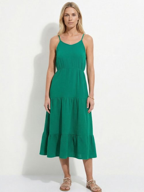 Robe longues volantée fines bretelles Femme Vert ESMEANE FA1