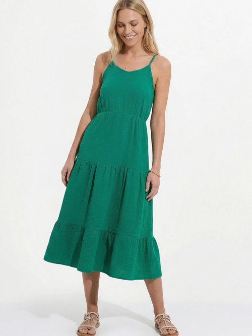 Robe longues volantée fines bretelles Femme Vert ESMEANE MV1
