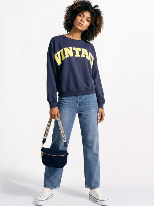 Sweat-shirt col rond inscription Vintage Bleu JB-SW0046 SI1