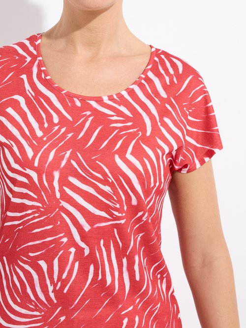 T-shirt col rond manches courtes imprimé Femme Rouge CHANDA DE1