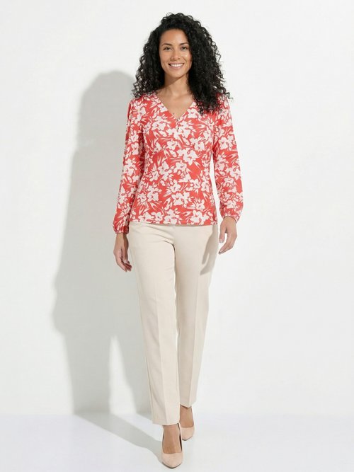 T-shirt col V boutonné évasé imprimé Femme Rouge CERENA SF1