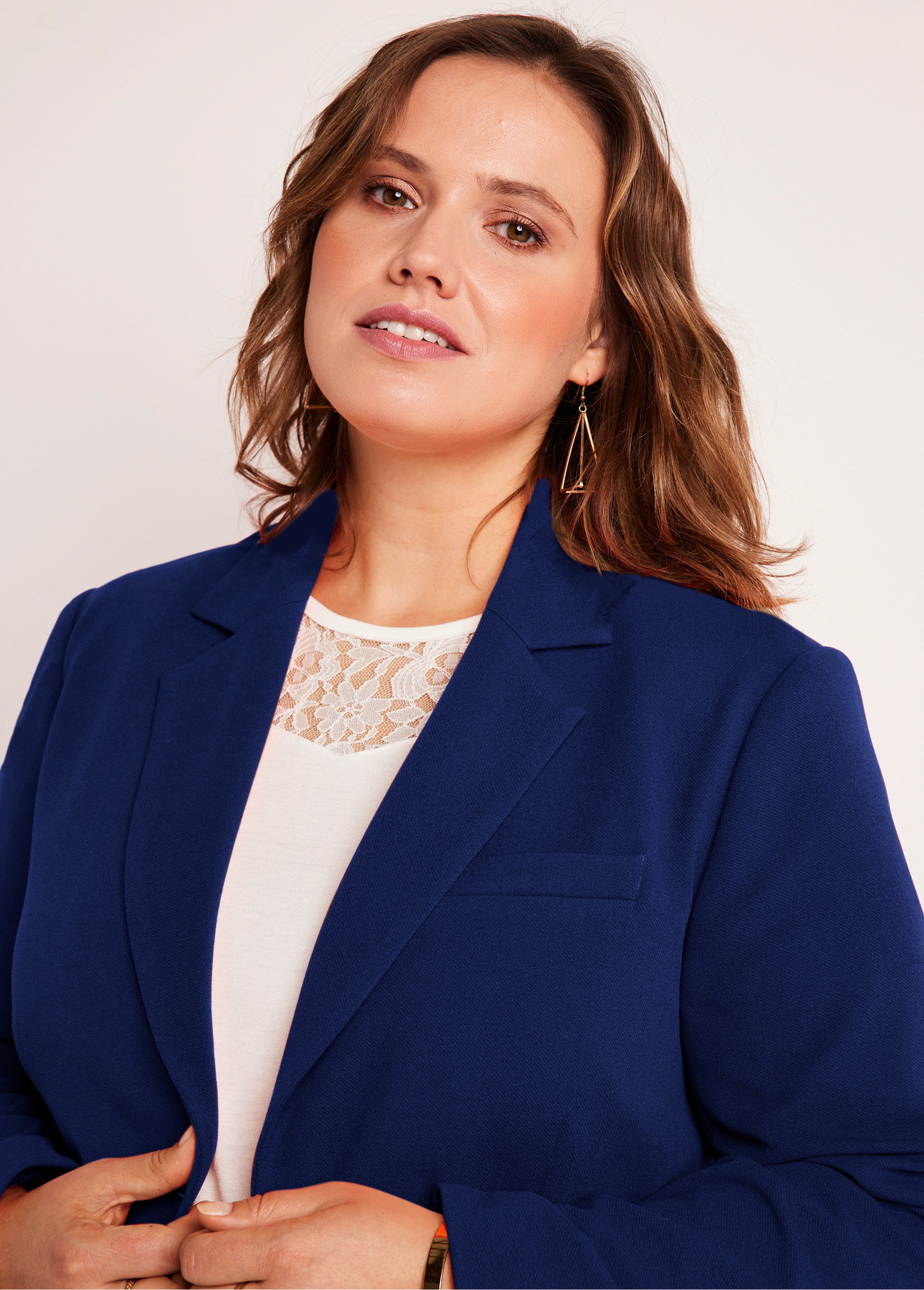 Veste blazer coupe droite maille unie