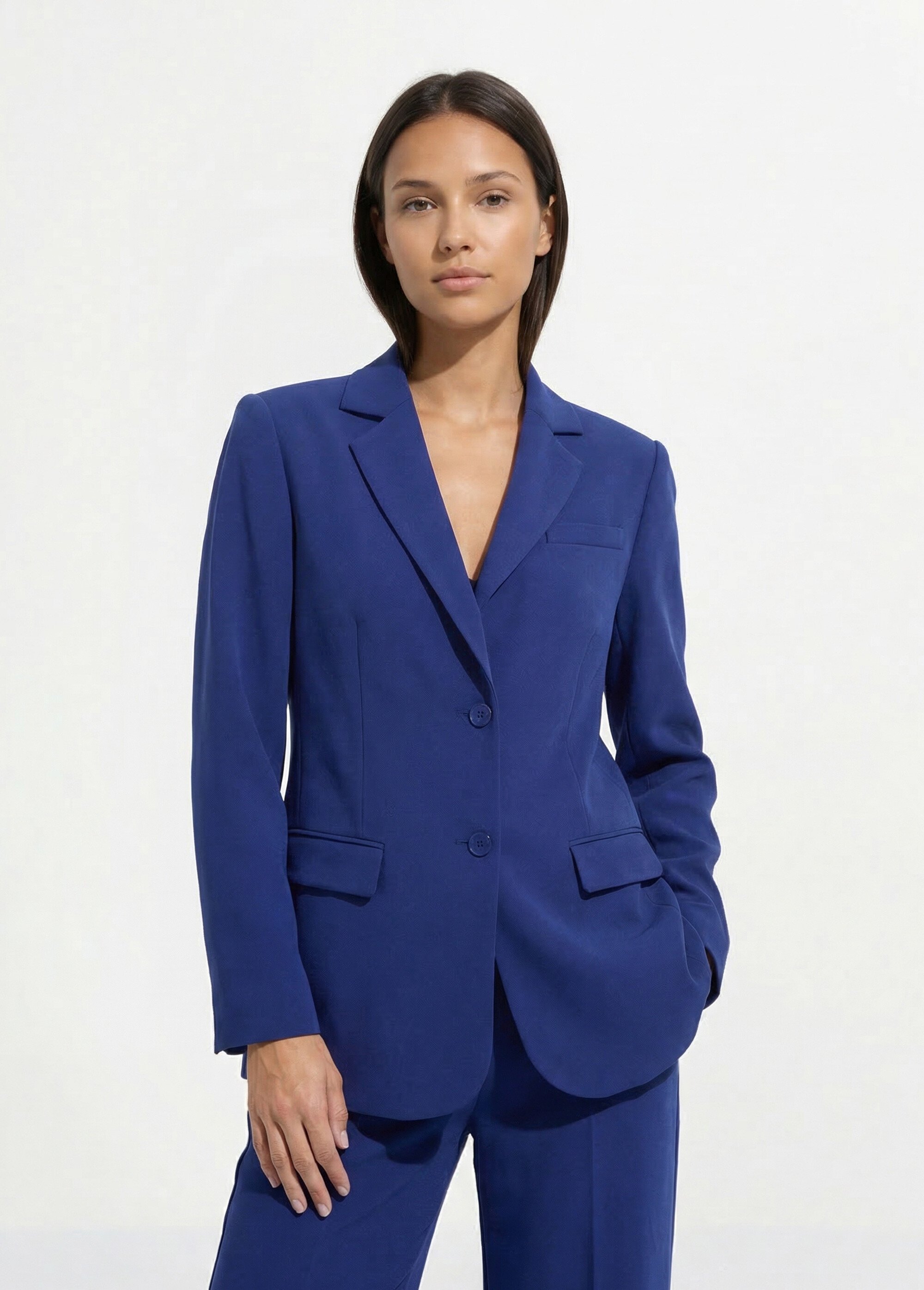 Veste blazer coupe droite maille unie Femme Bleu TAGADA FA1
