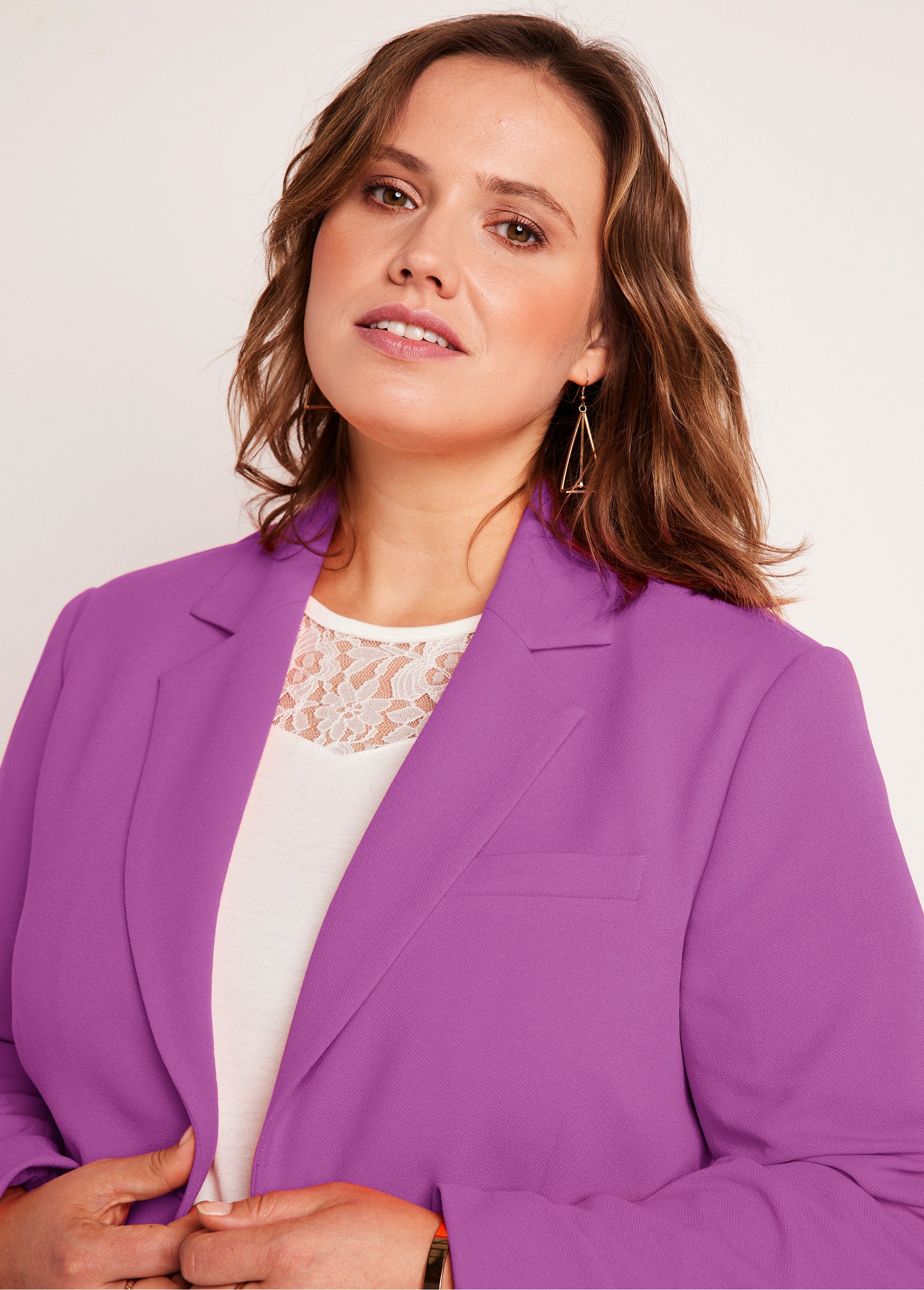 Veste blazer coupe droite maille unie