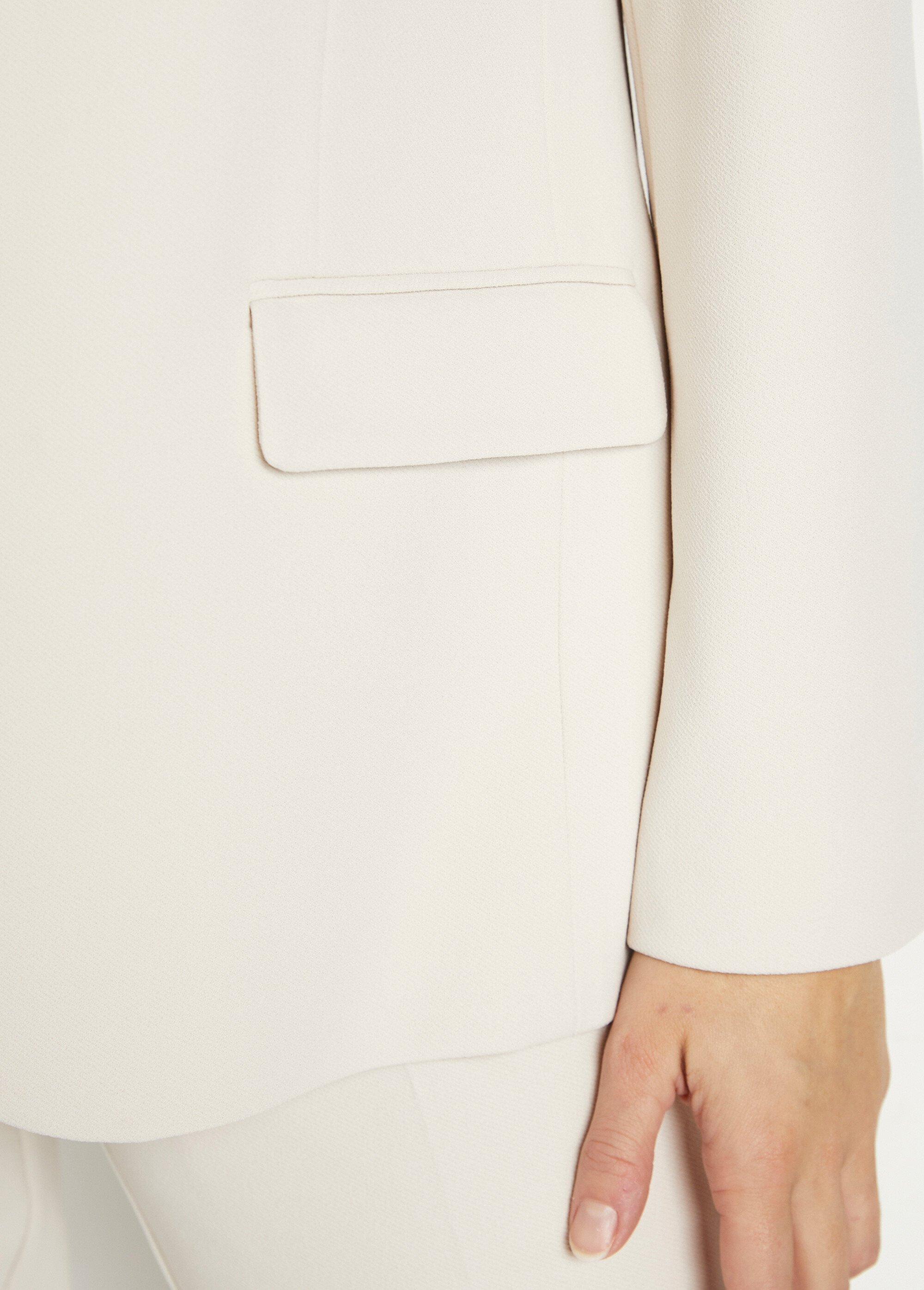 Veste blazer coupe droite maille unie Femme Beige TAGADA DE1