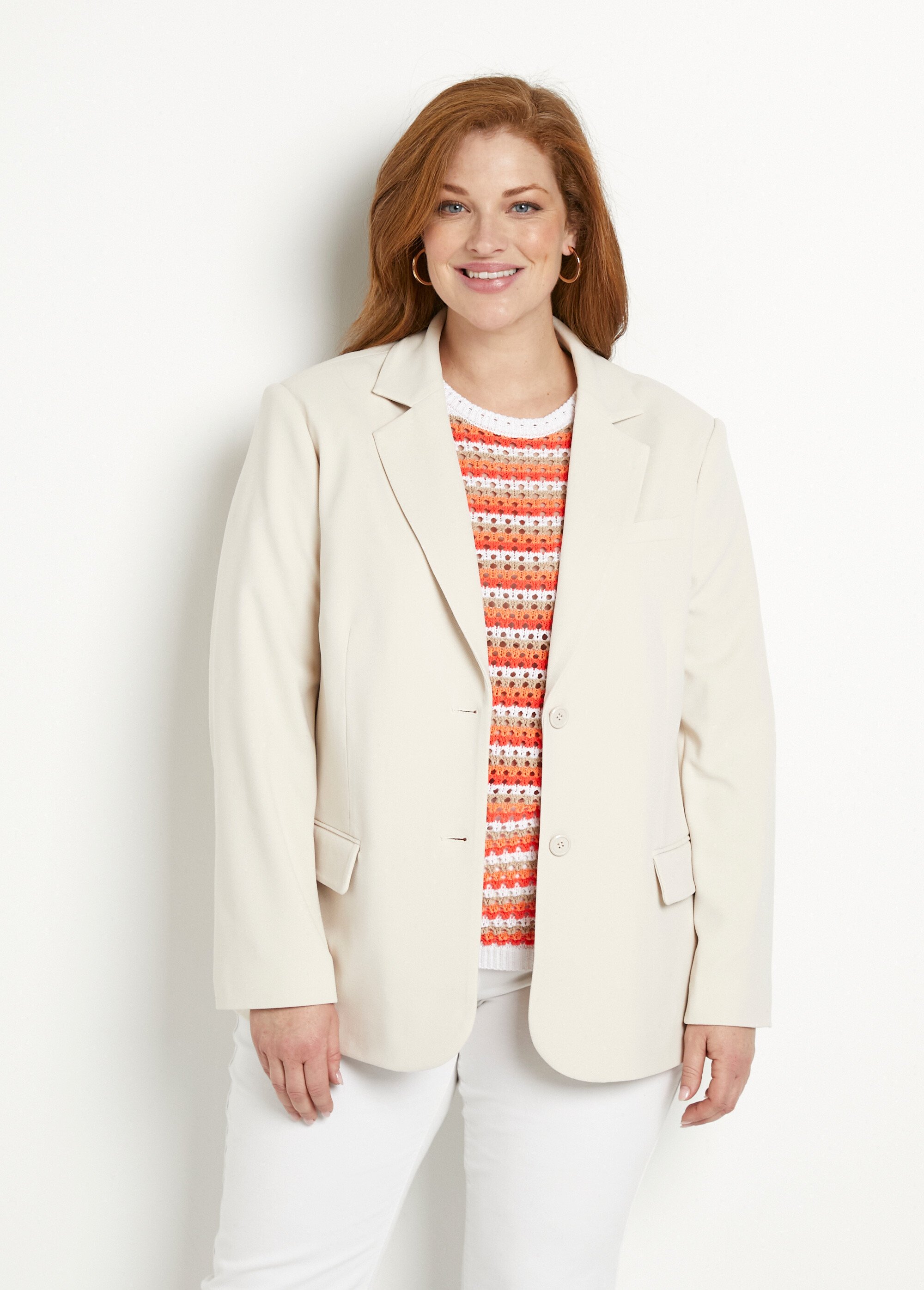Veste blazer coupe droite maille unie