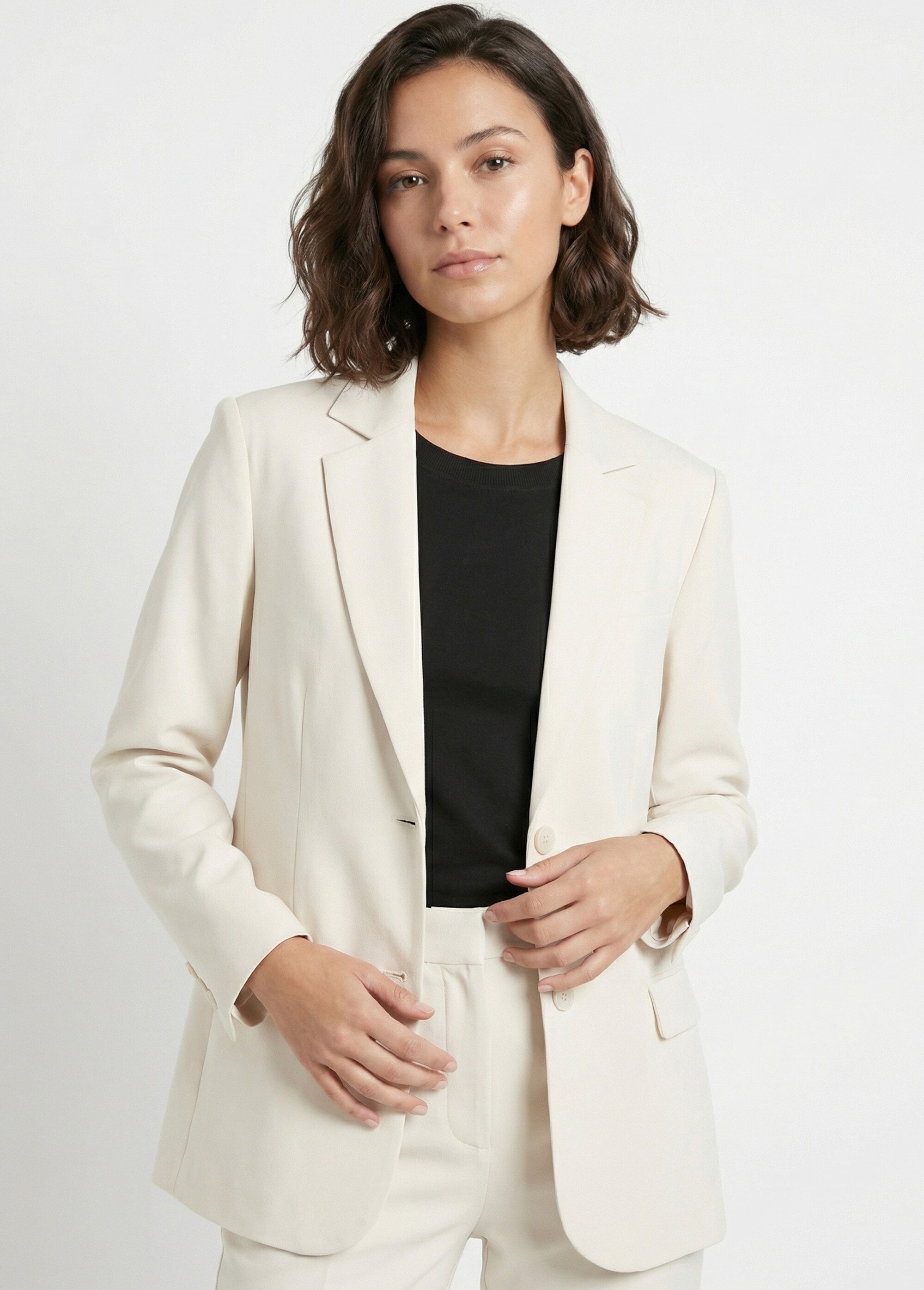 Veste blazer coupe droite maille unie