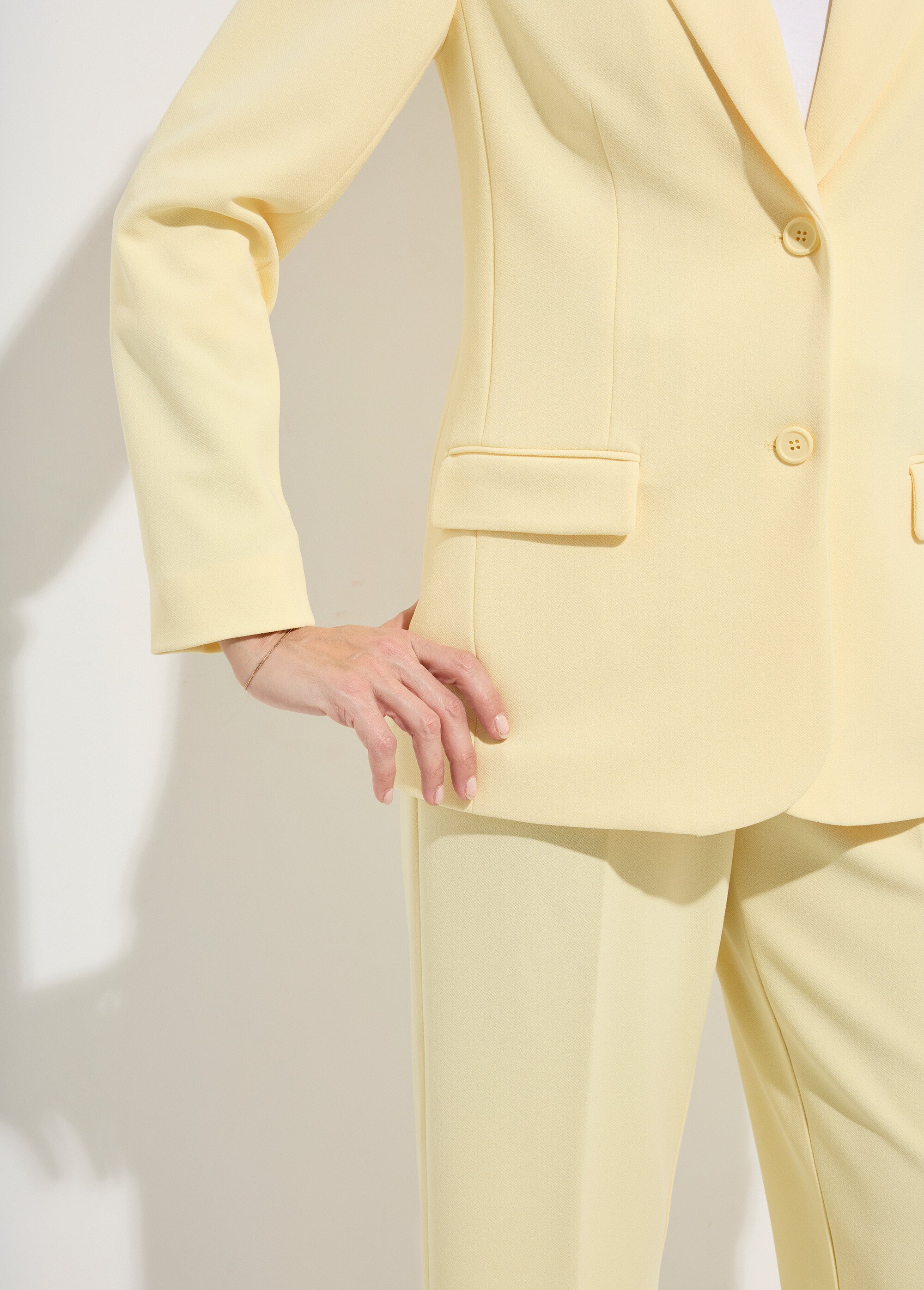 Veste blazer coupe droite maille unie Femme Jaune TAGADA DE1