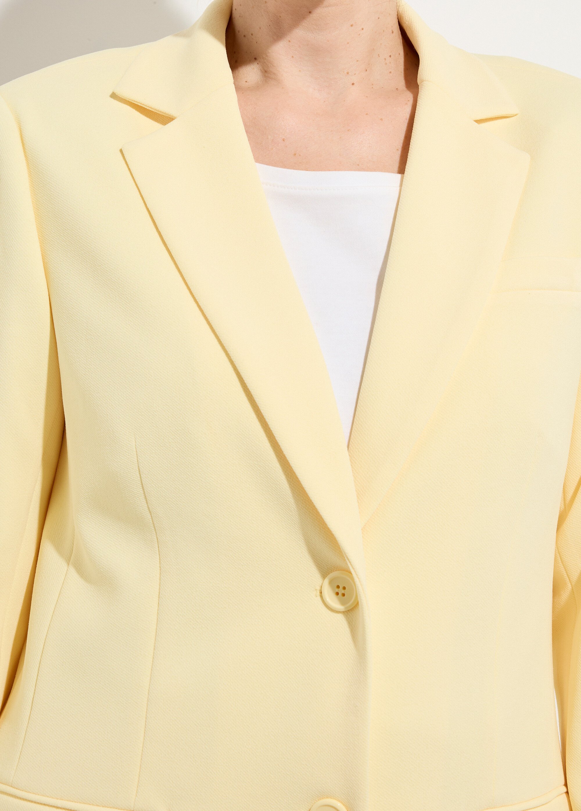 Veste blazer coupe droite maille unie Femme Jaune TAGADA DE2