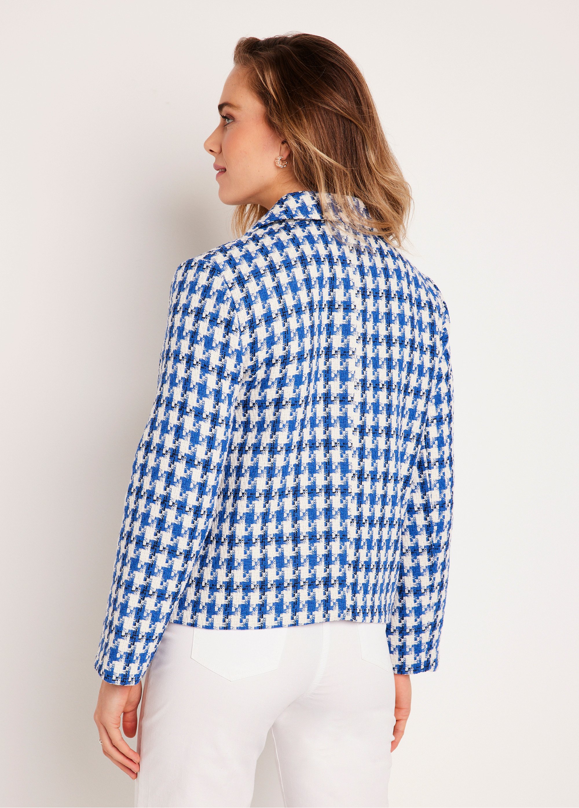 Veste pied de poule courte Femme Bleu TOLBIAC DO1