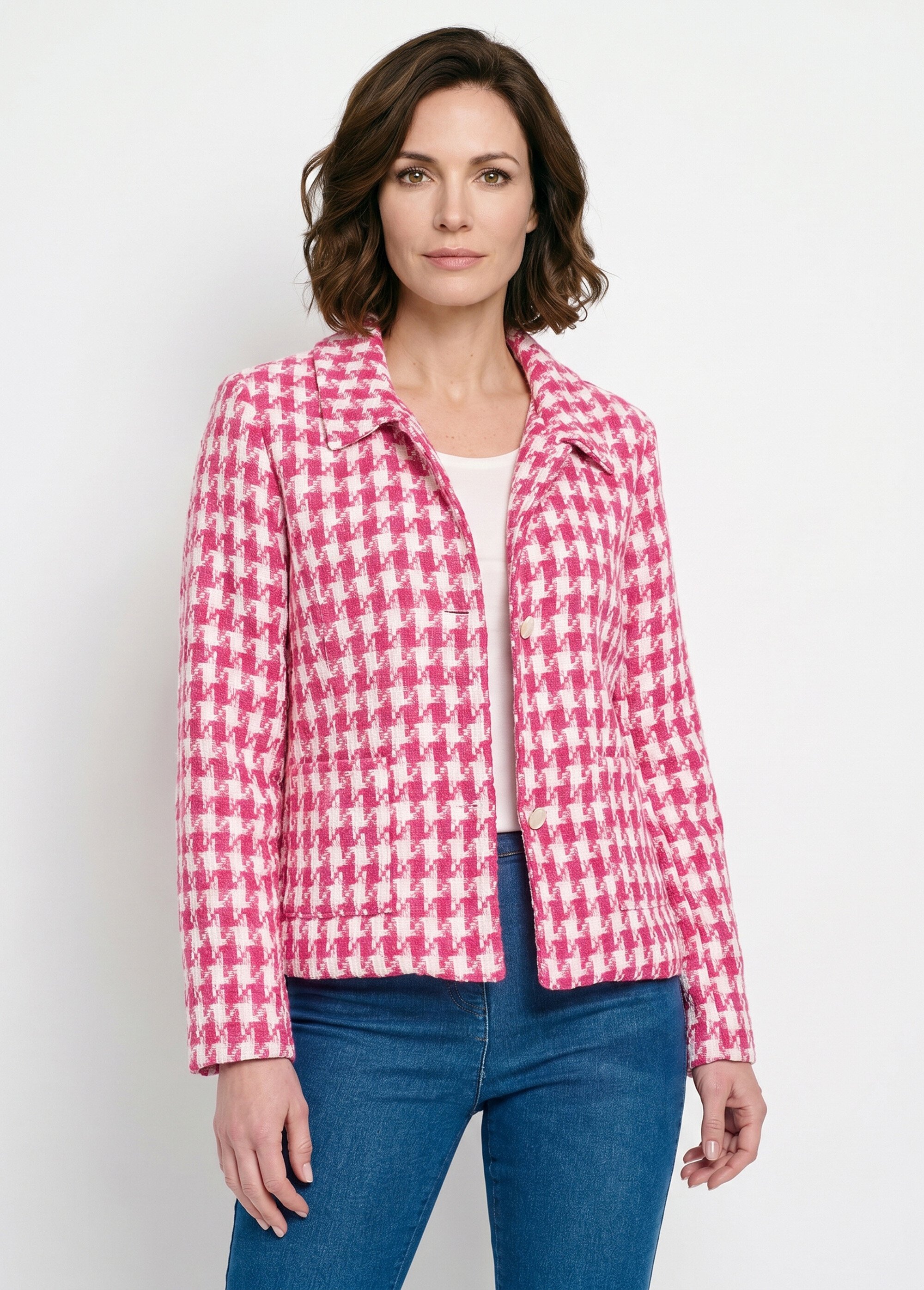 Veste pied de poule courte Femme Rose TOLBIAC FA1
