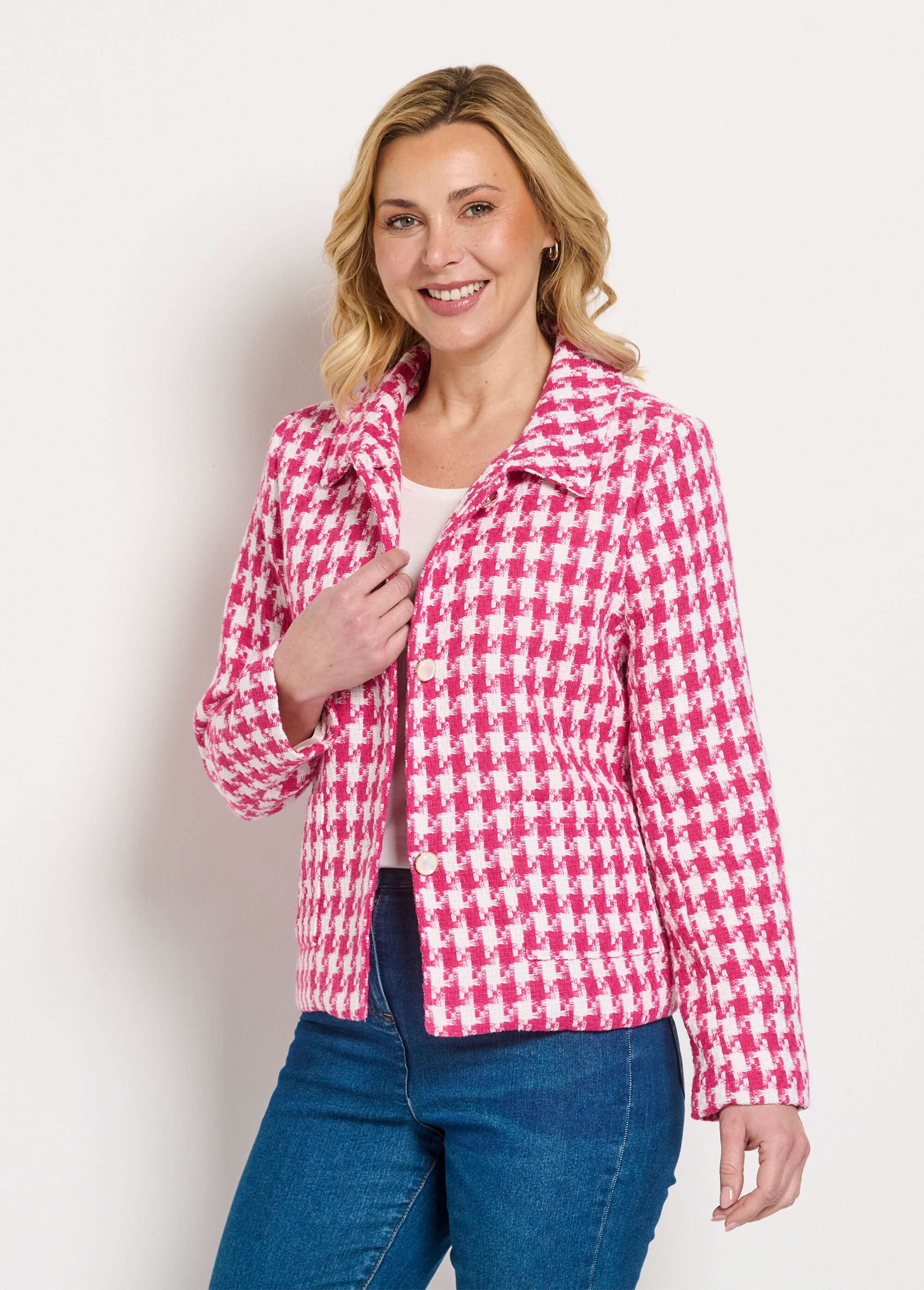 Veste pied de poule courte Femme Rose TOLBIAC FA2