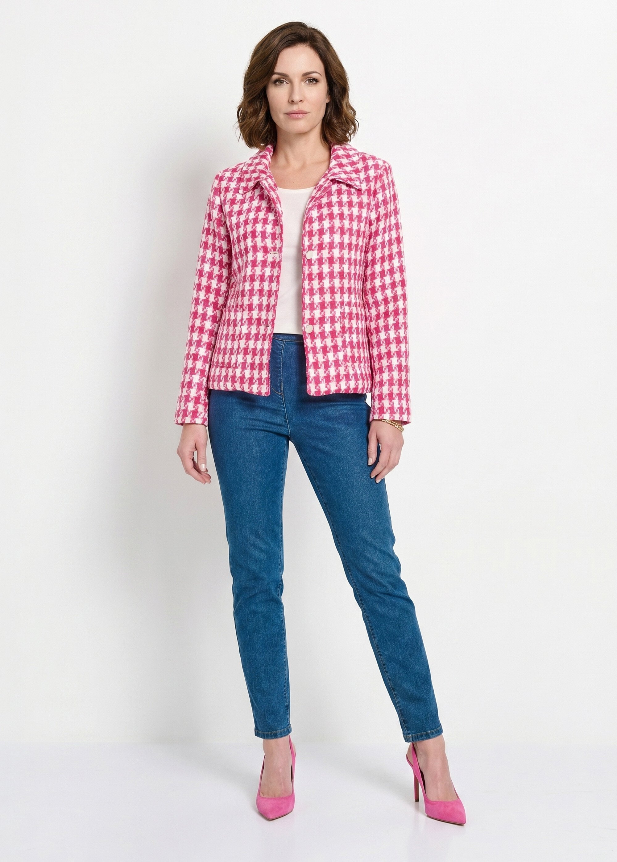 Veste pied de poule courte Femme Rose TOLBIAC SI1