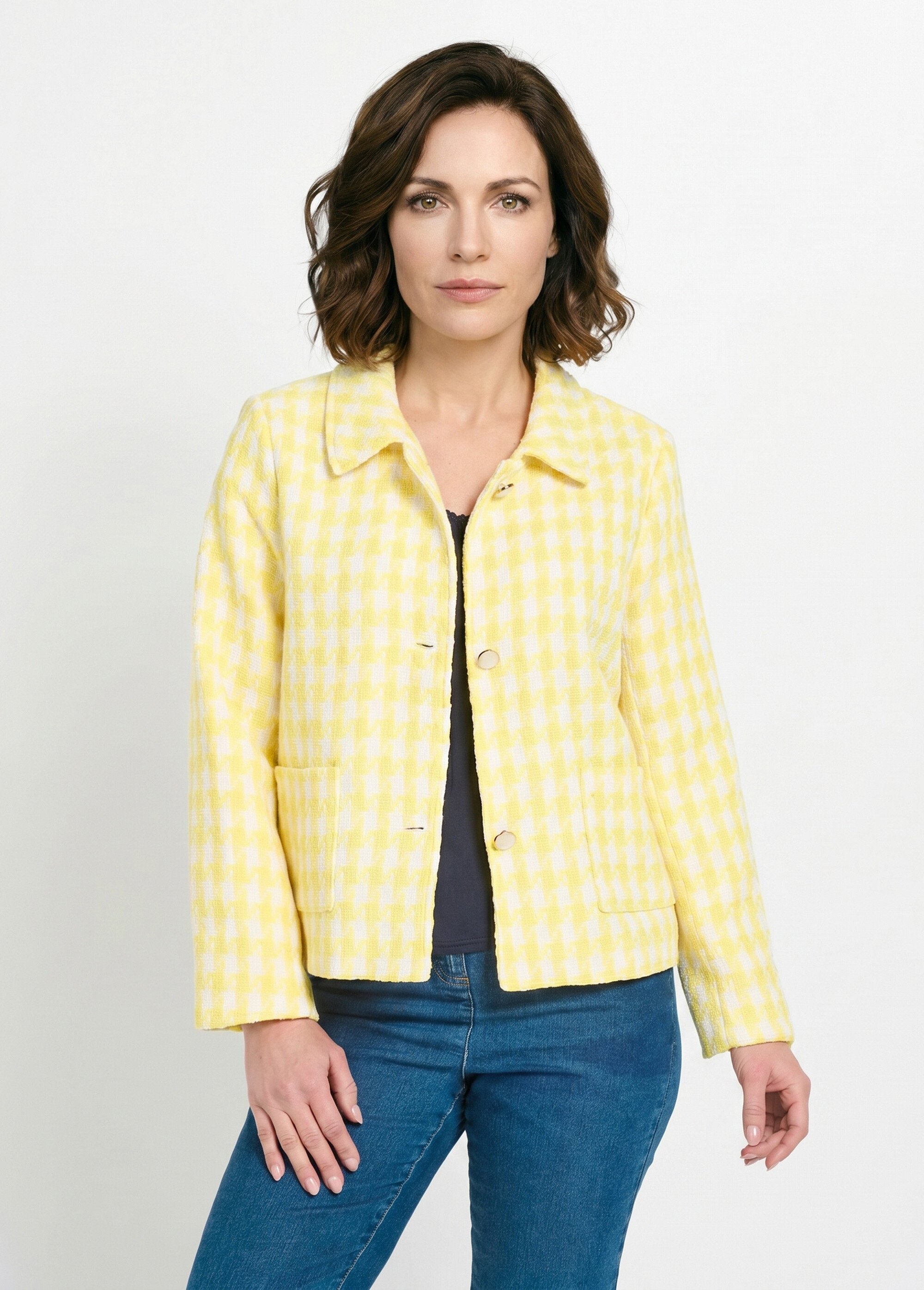 Veste pied de poule courte Femme Jaune TOLBIAC FA1