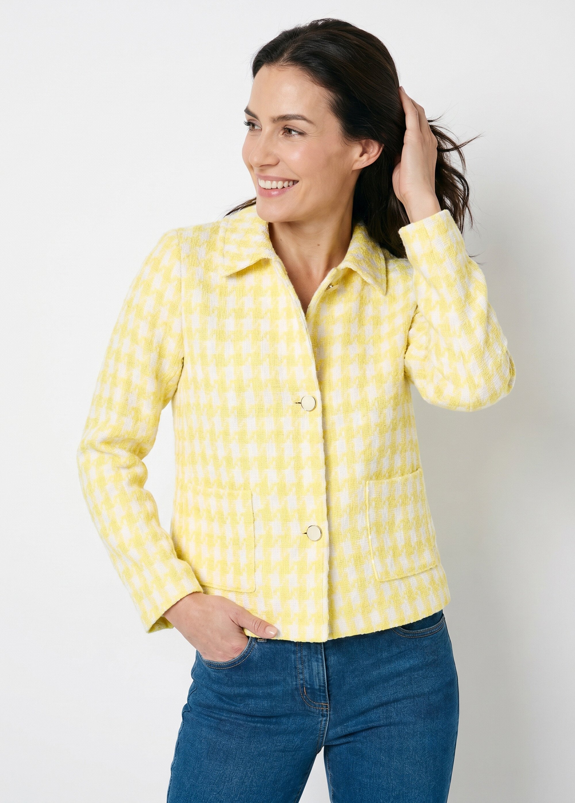 Veste pied de poule courte Femme Jaune TOLBIAC MV1