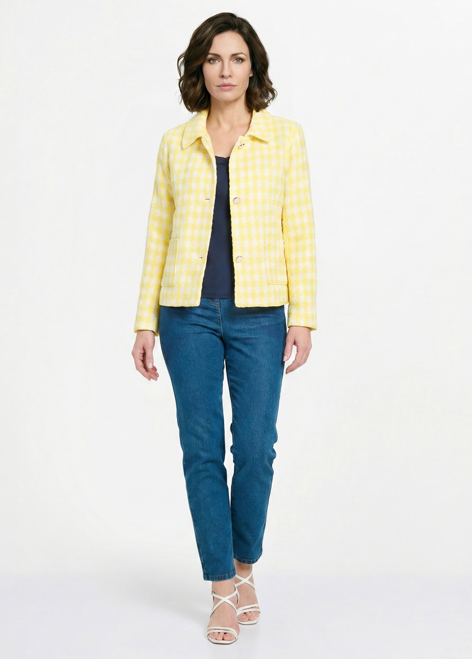 Veste pied de poule courte Femme Jaune TOLBIAC SI1