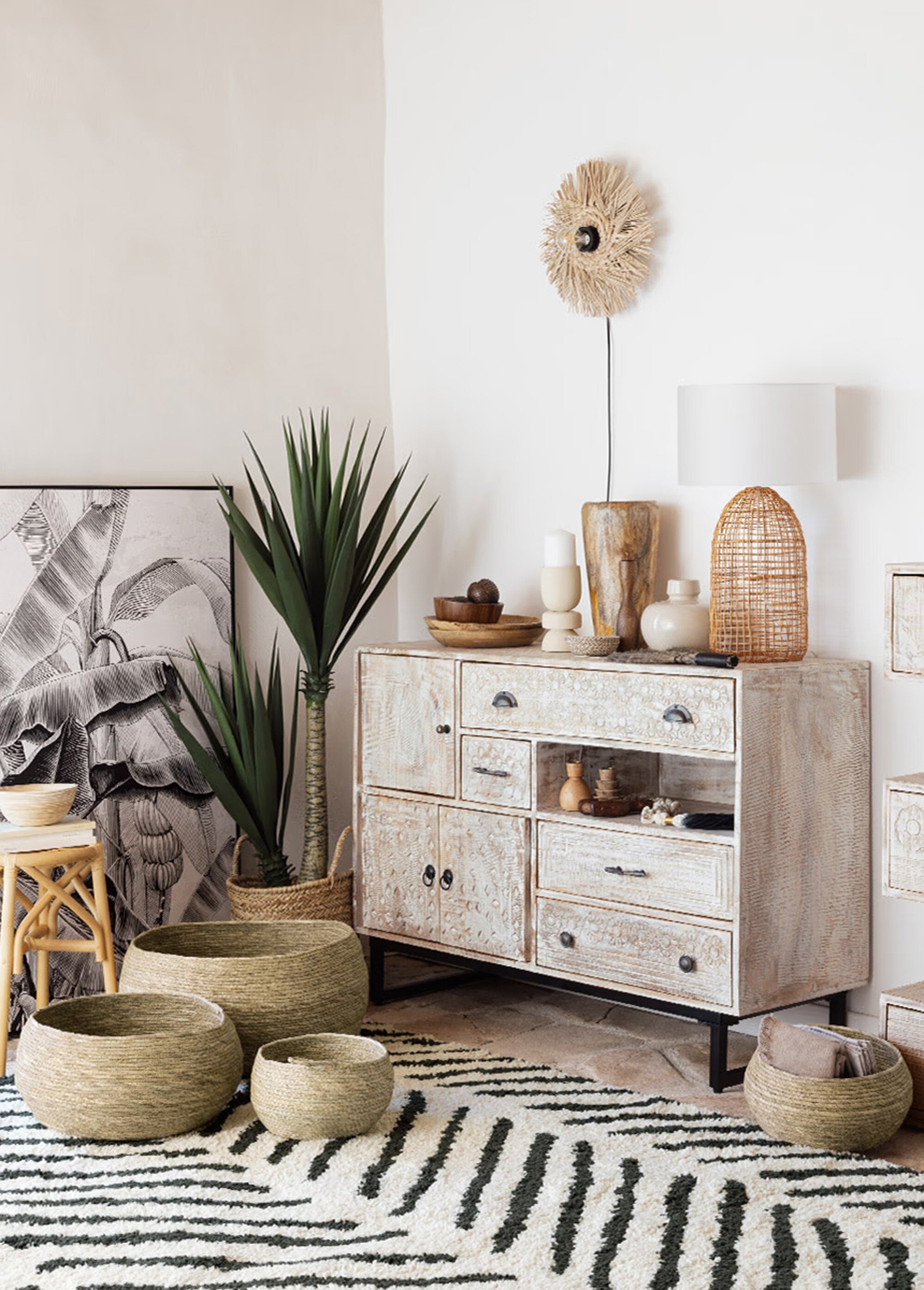 Applique murale en roseau et métal, Tea MARRON JJA-195340 SI1