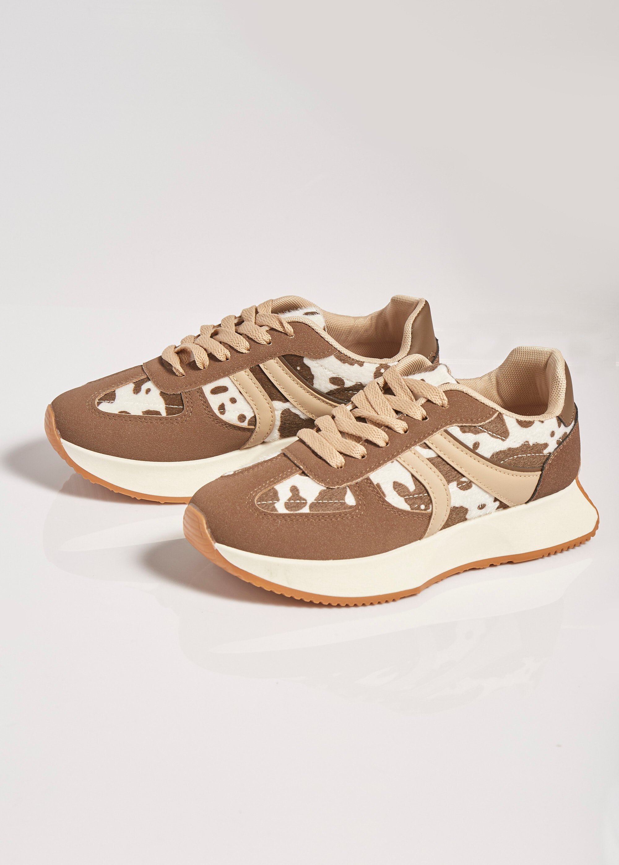 Baskets fantaisie avec détails tachetés Femme Marron MAR9013 DE1