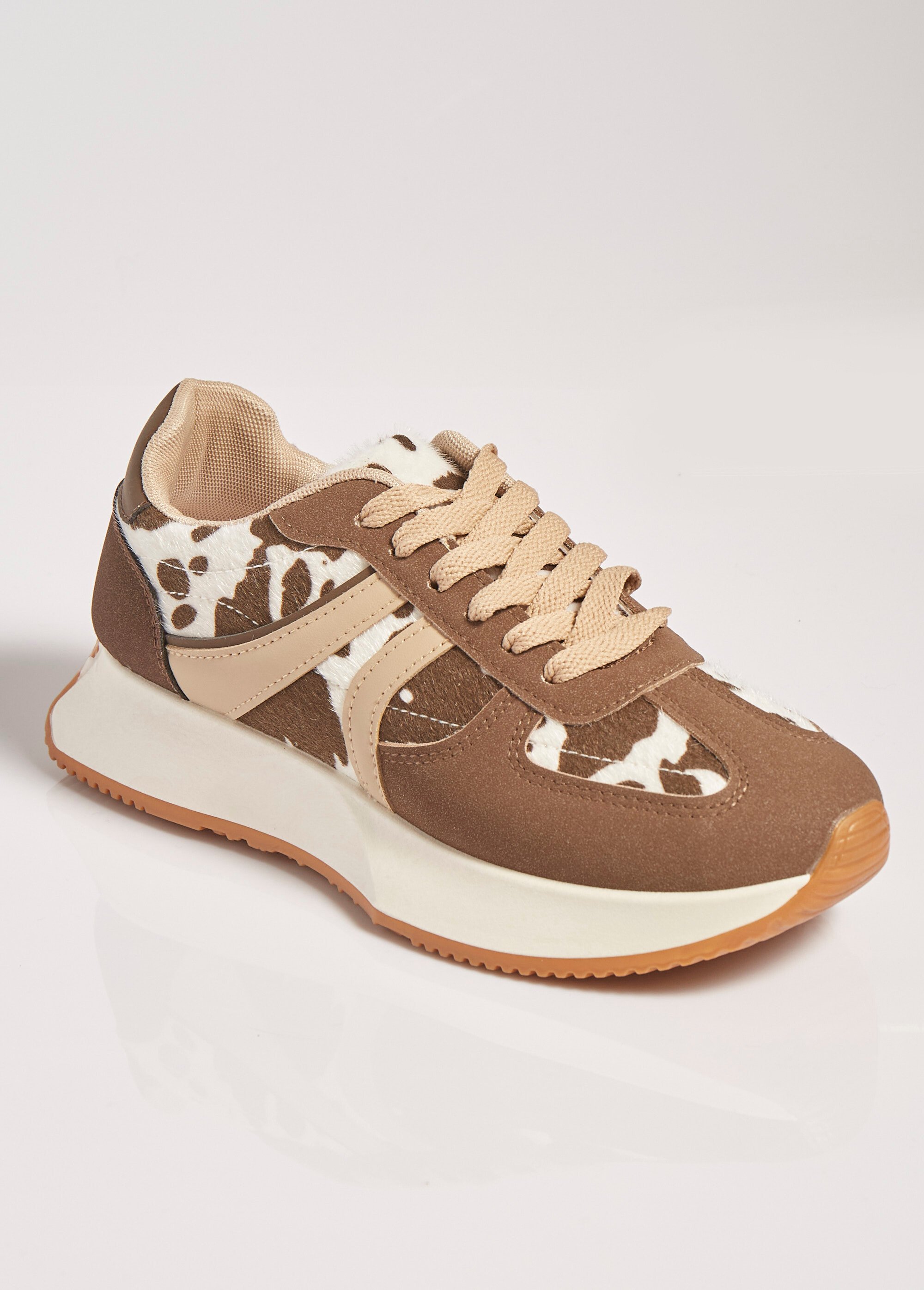 Baskets fantaisie avec détails tachetés Femme Marron MAR9013 FA1