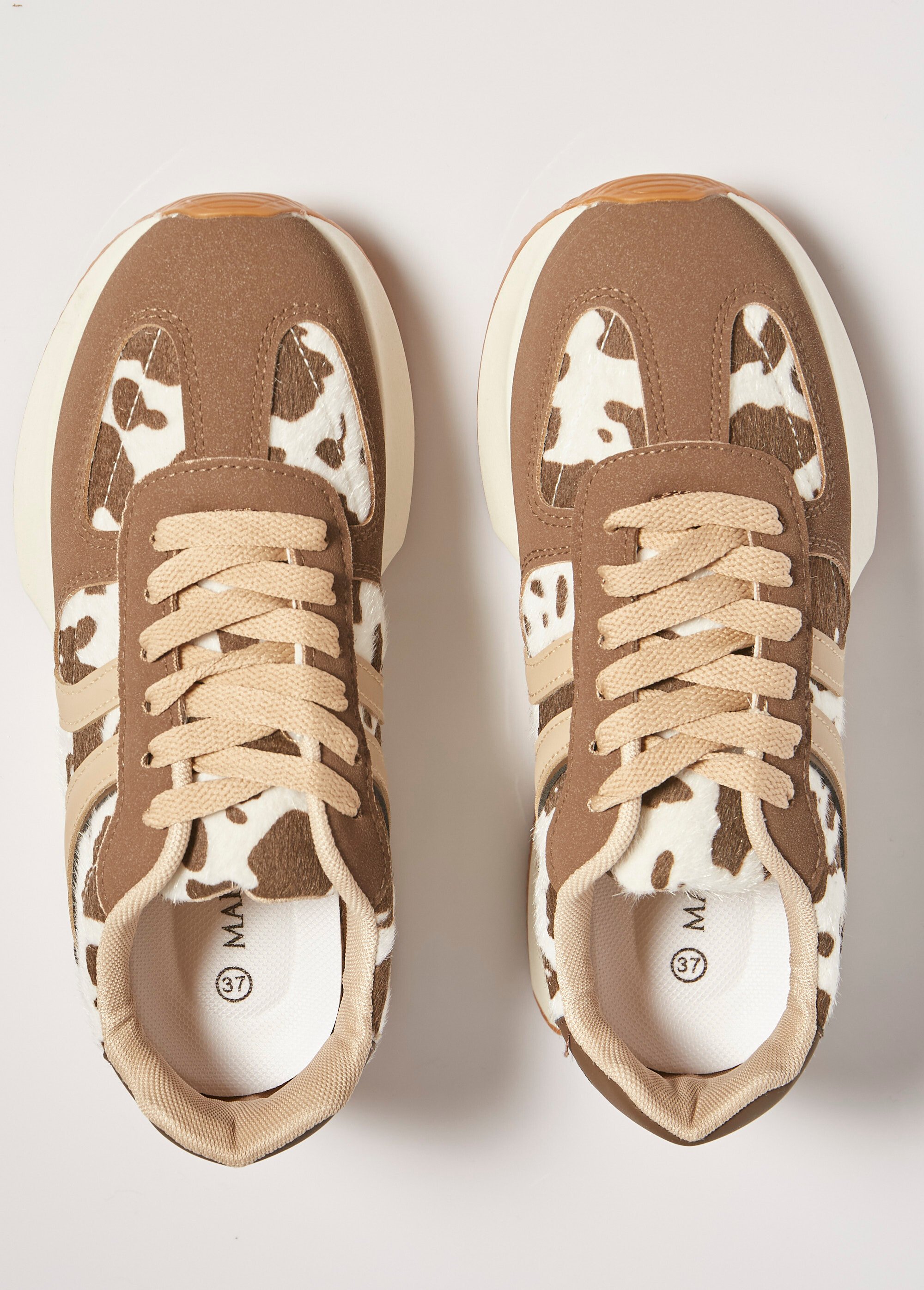 Baskets fantaisie avec détails tachetés Femme Marron MAR9013 OV1