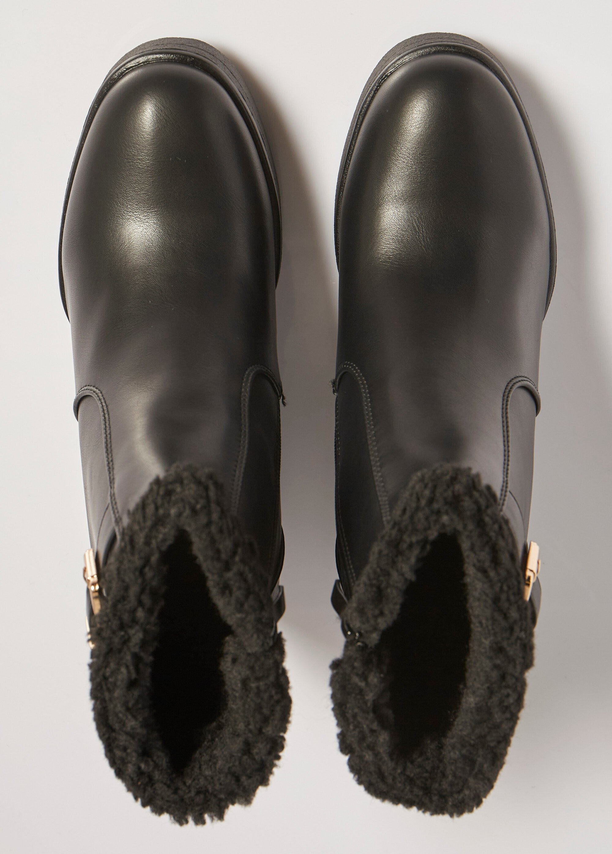 Boots fourrées à talon compensé Femme Noir MAR6307 OV1