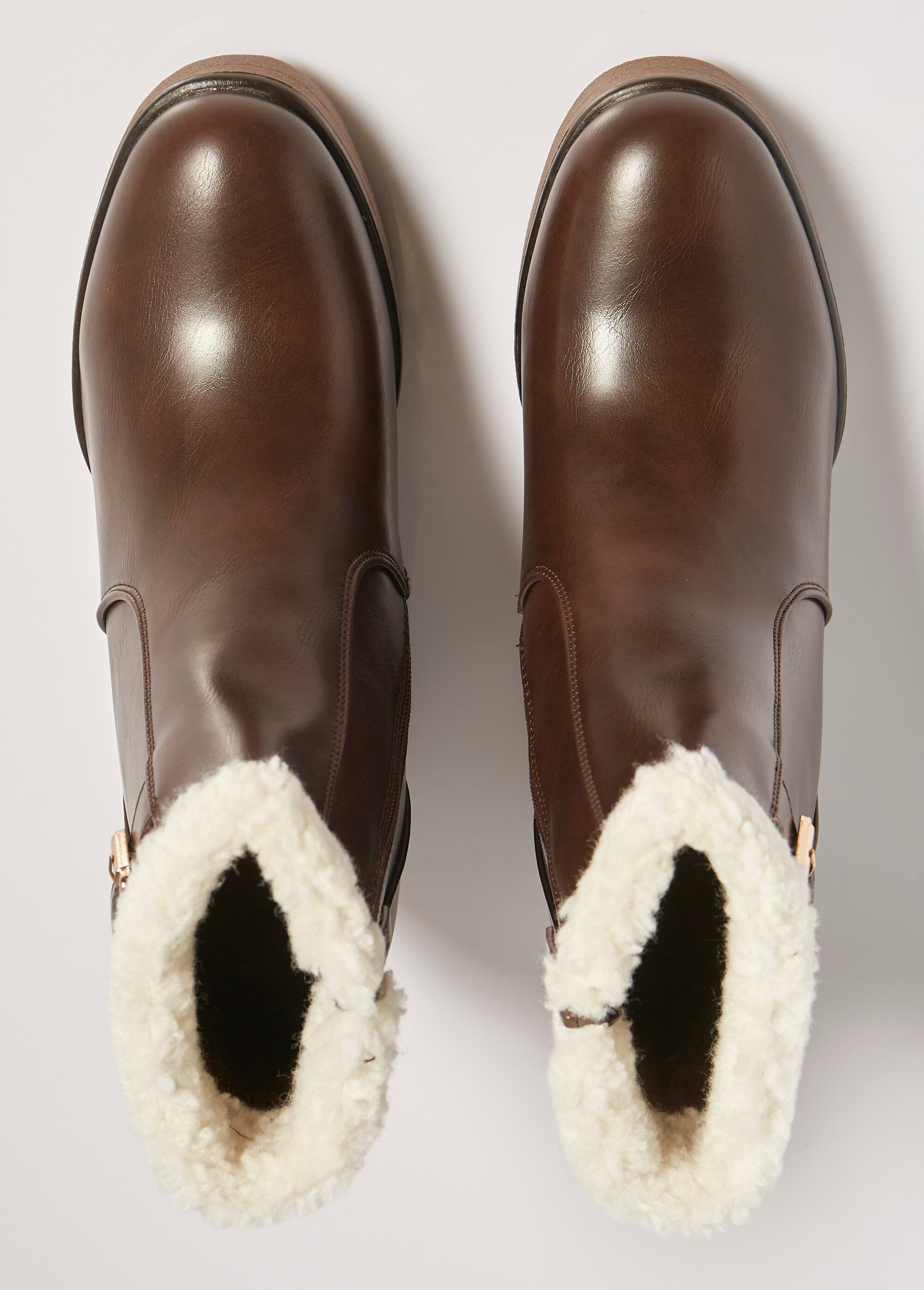 Boots fourrées à talon compensé Femme Marron MAR6307 OV1