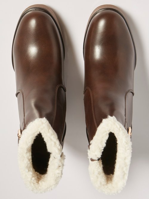 Boots fourrées à talon compensé Femme Marron MAR6307 OV1