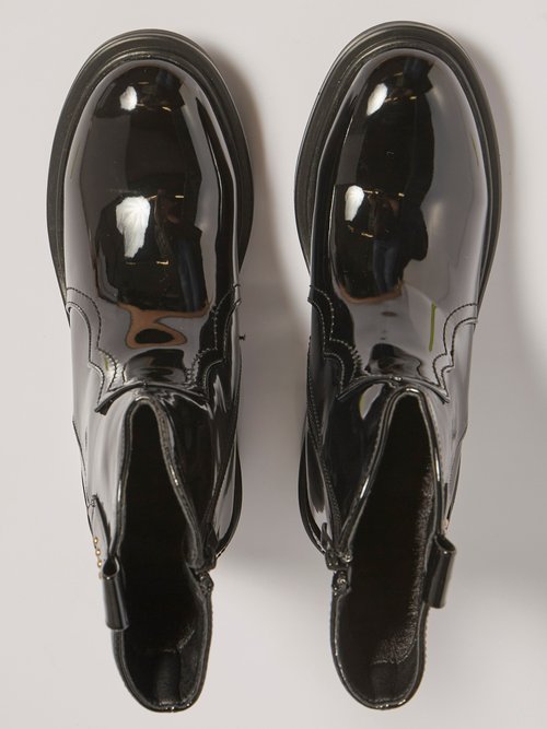 Boots vernies à talon, détails western Femme Noir MAR1675-1 OV1