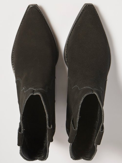 Boots western en suédine, style santiags Femme Noir MAR6338 OV1