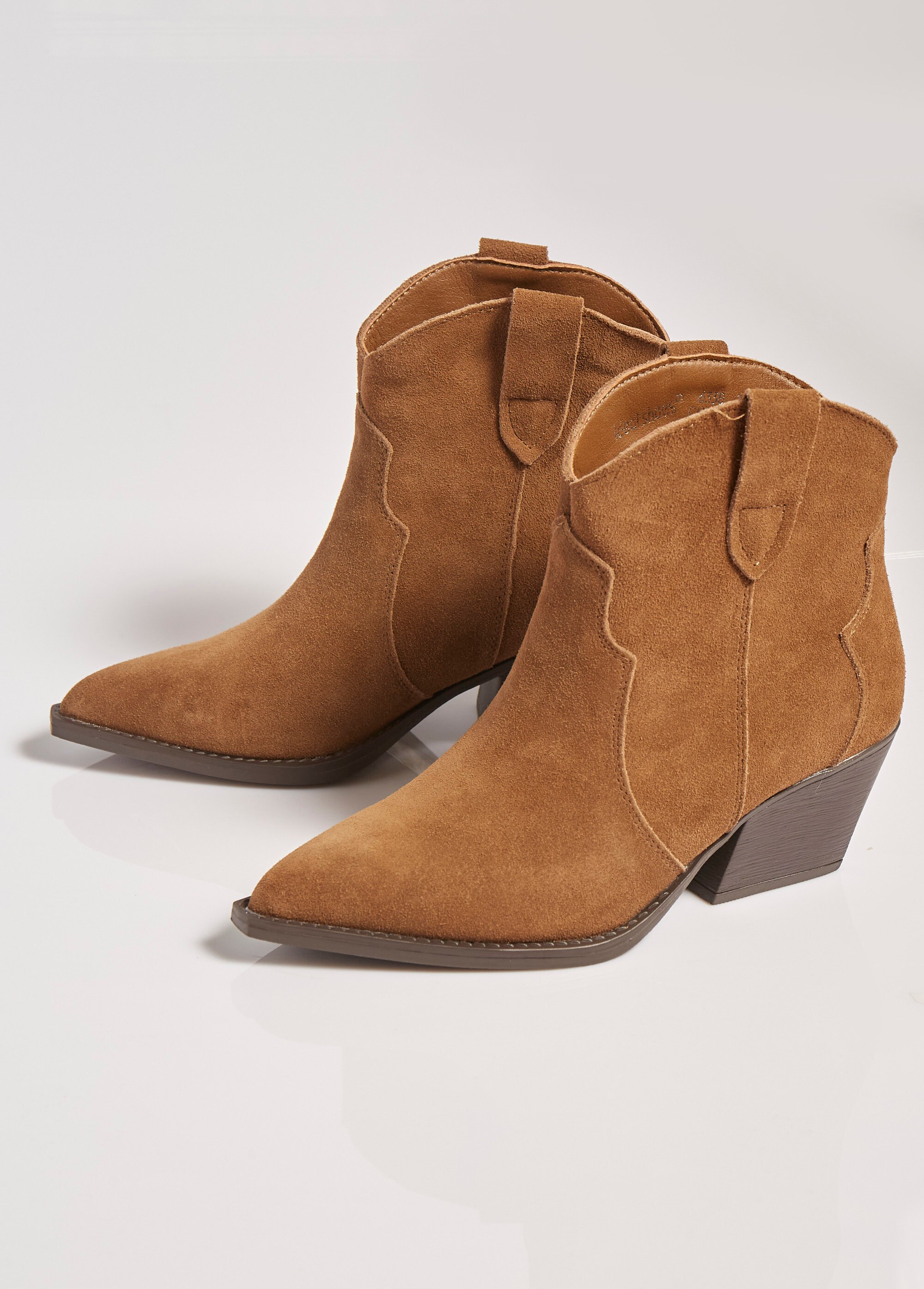 Boots western en suédine, style santiags Femme Marron MAR6338 DE1