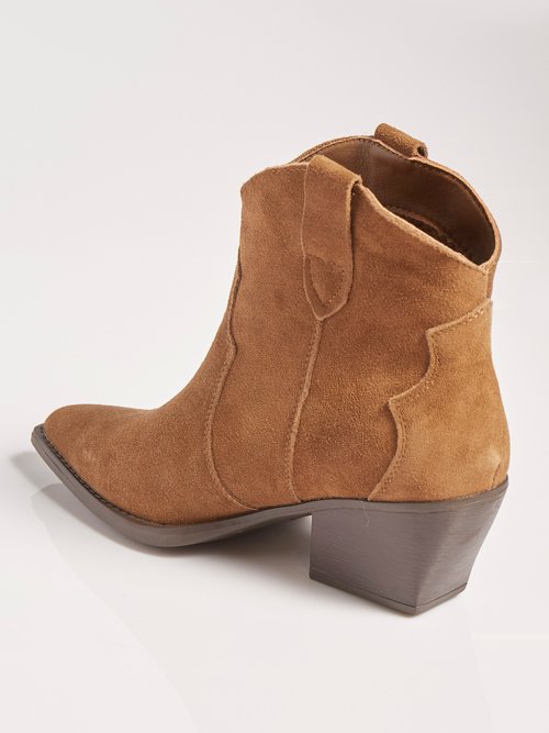 Boots western en suédine, style santiags Femme Marron MAR6338 DO1