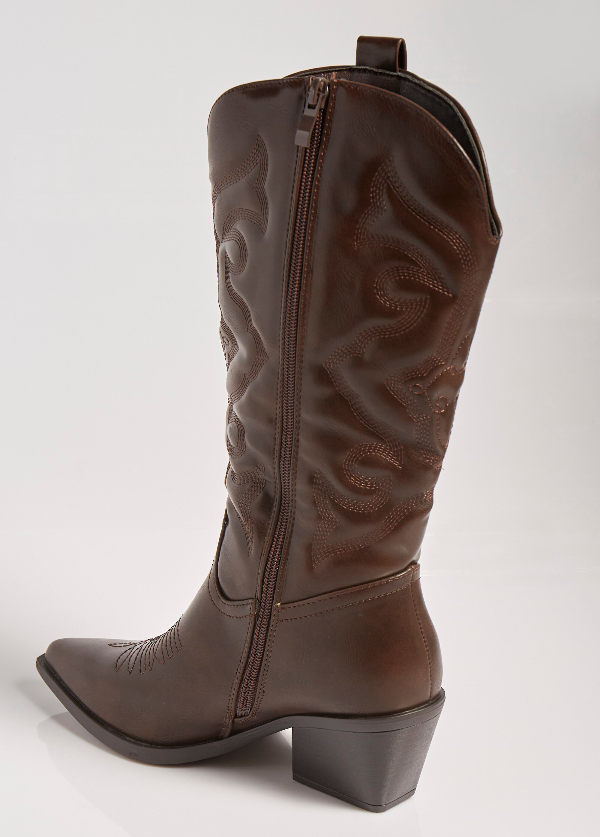 Bottes avec surpiqûres façon santiags Femme Marron MAR5677 DO1