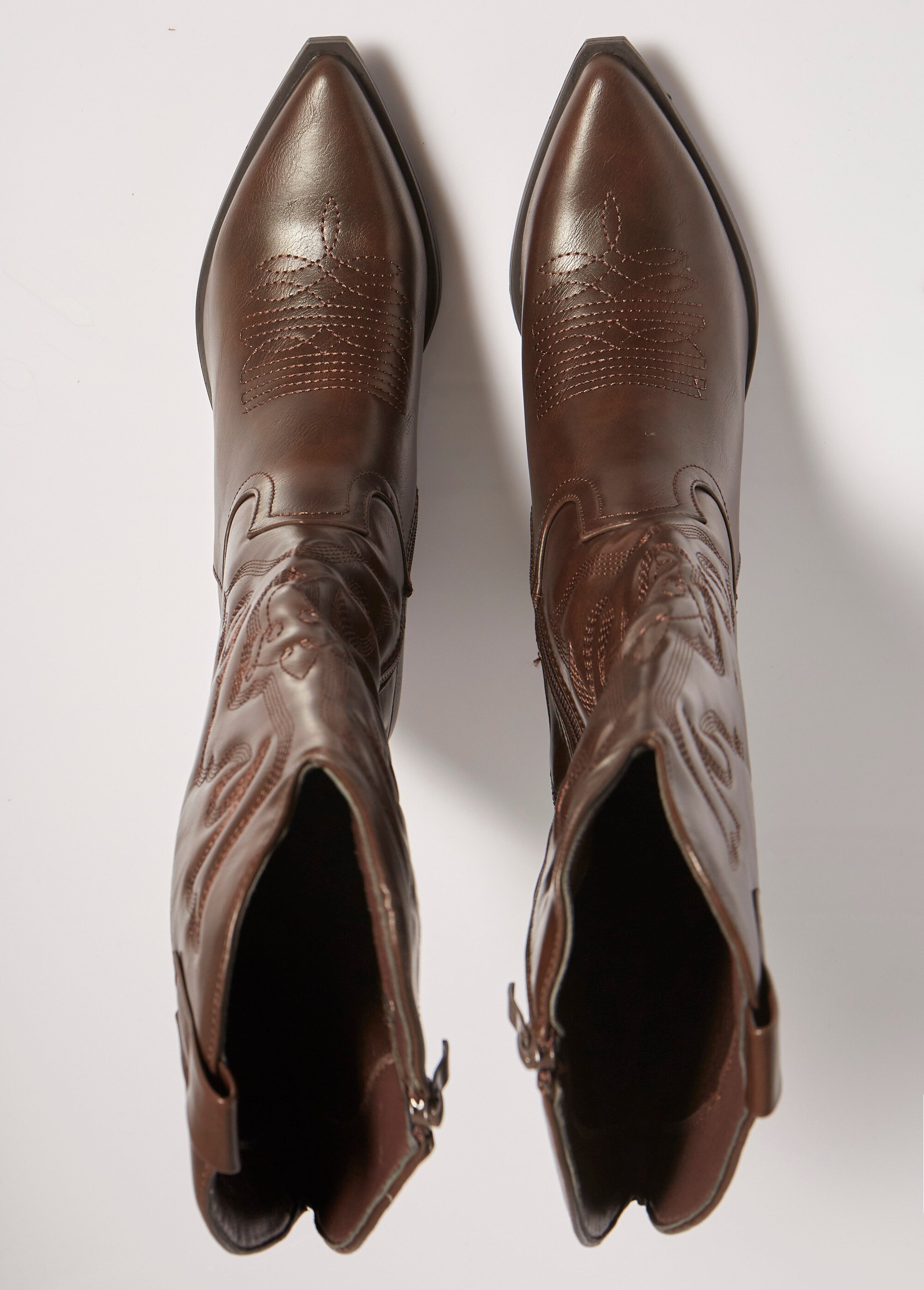 Bottes avec surpiqûres façon santiags Femme Marron MAR5677 OV1