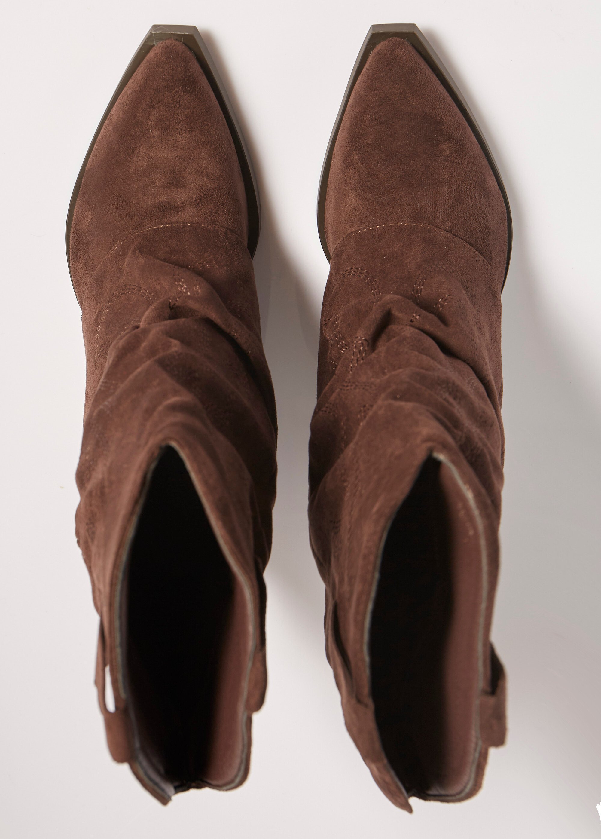 Bottes froissées brodées style cow girl Femme Marron MAR2501A OV1