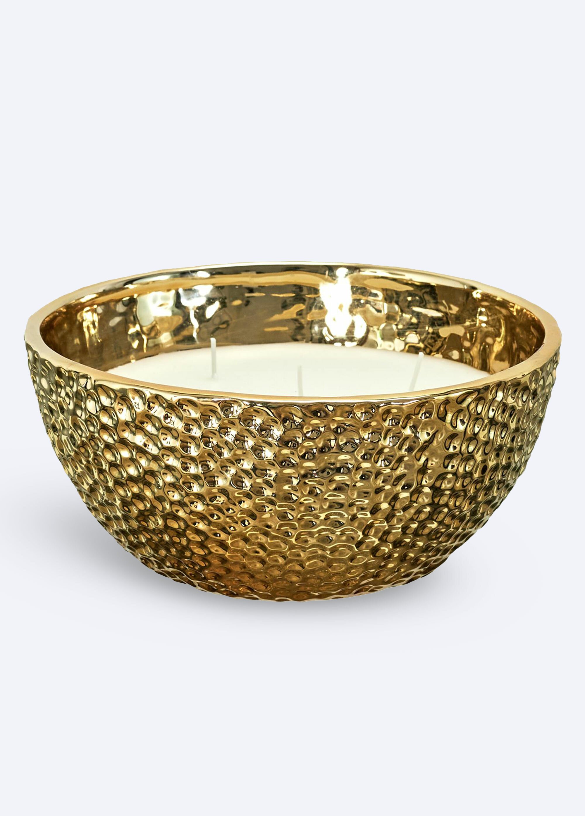 Bougie parfumée contenant métal martelé Doré CMP-BO5486 FA1