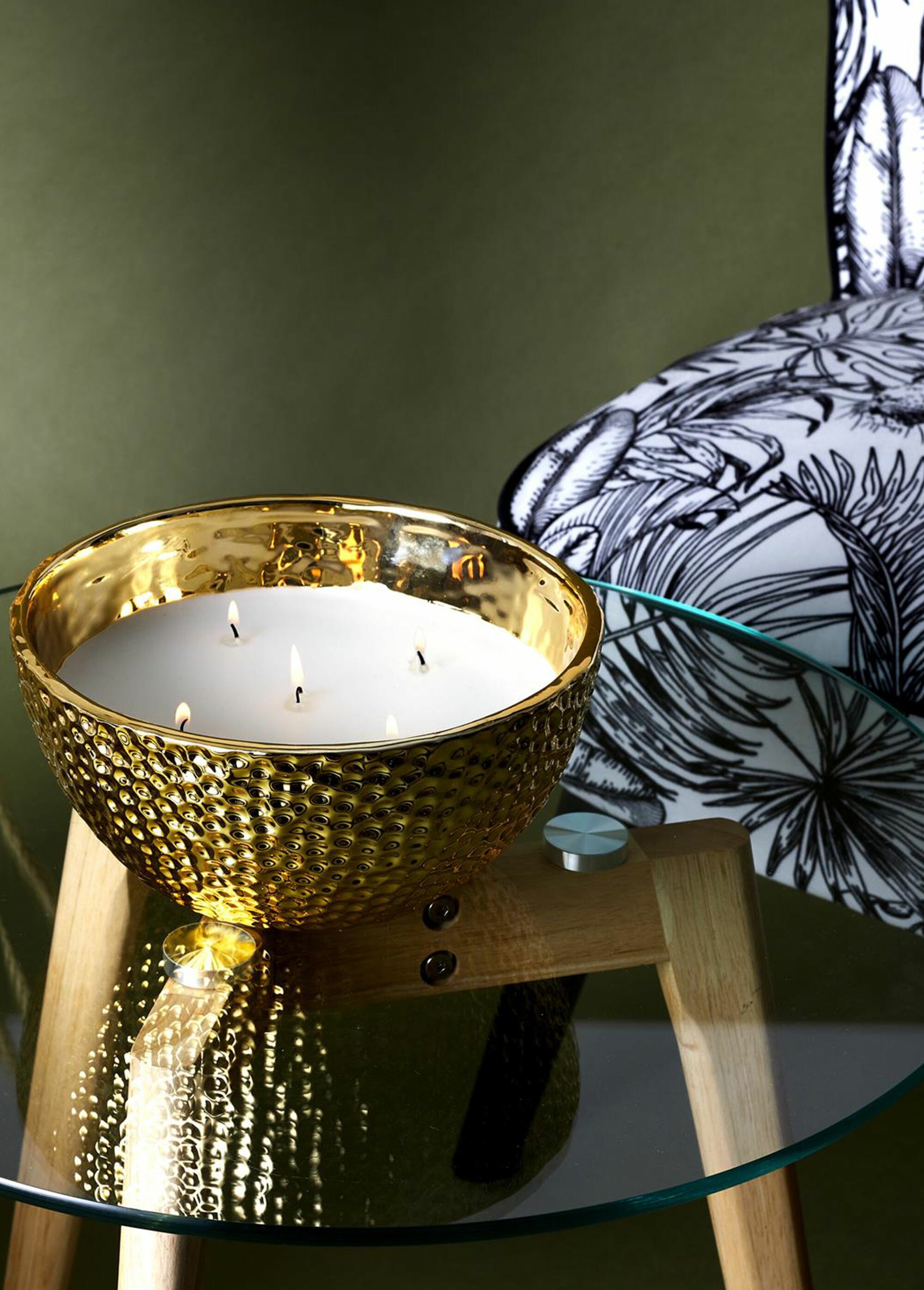 Bougie parfumée contenant métal martelé Doré CMP-BO5486 SI1