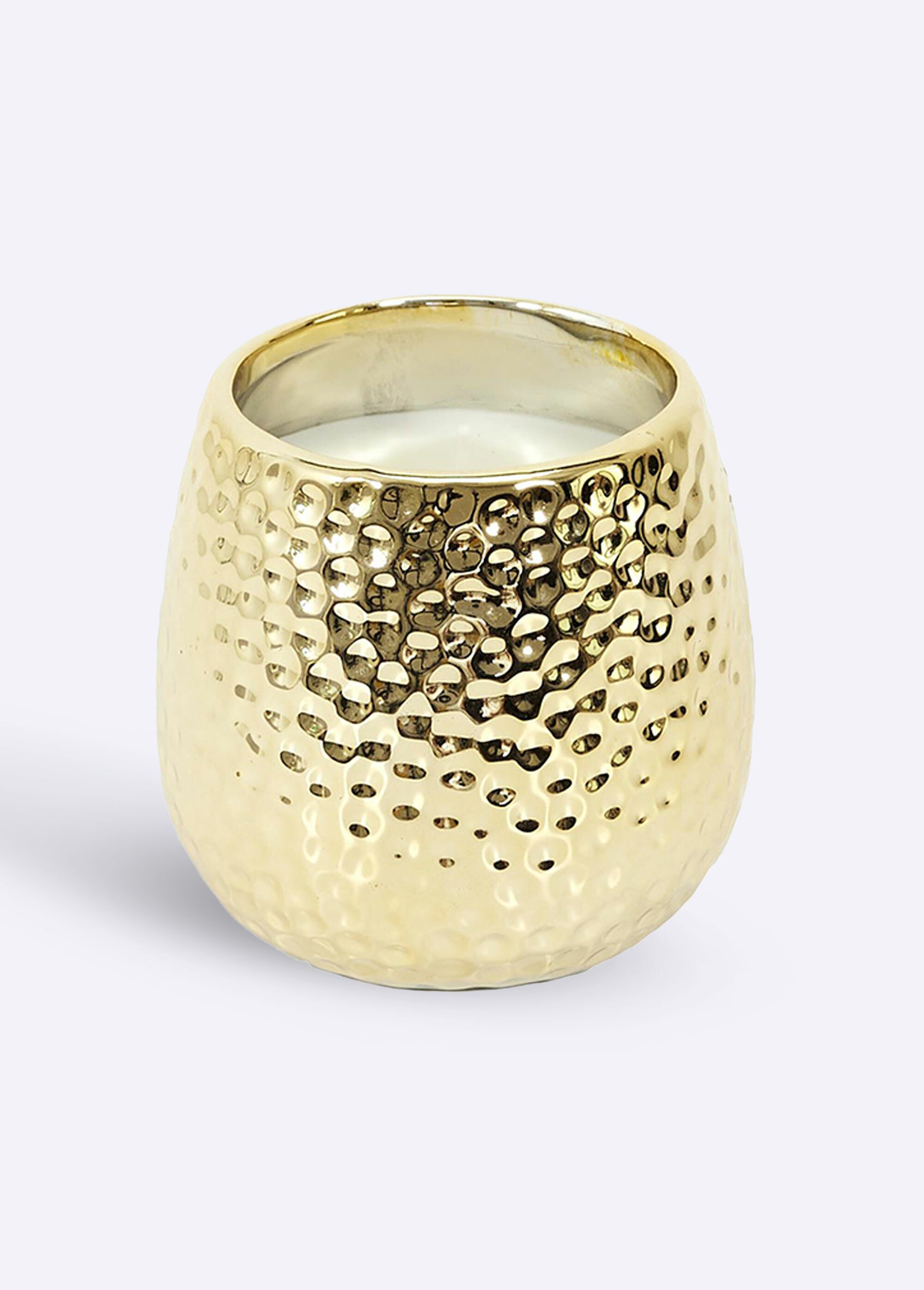 Bougie parfumée contenant métal martelé