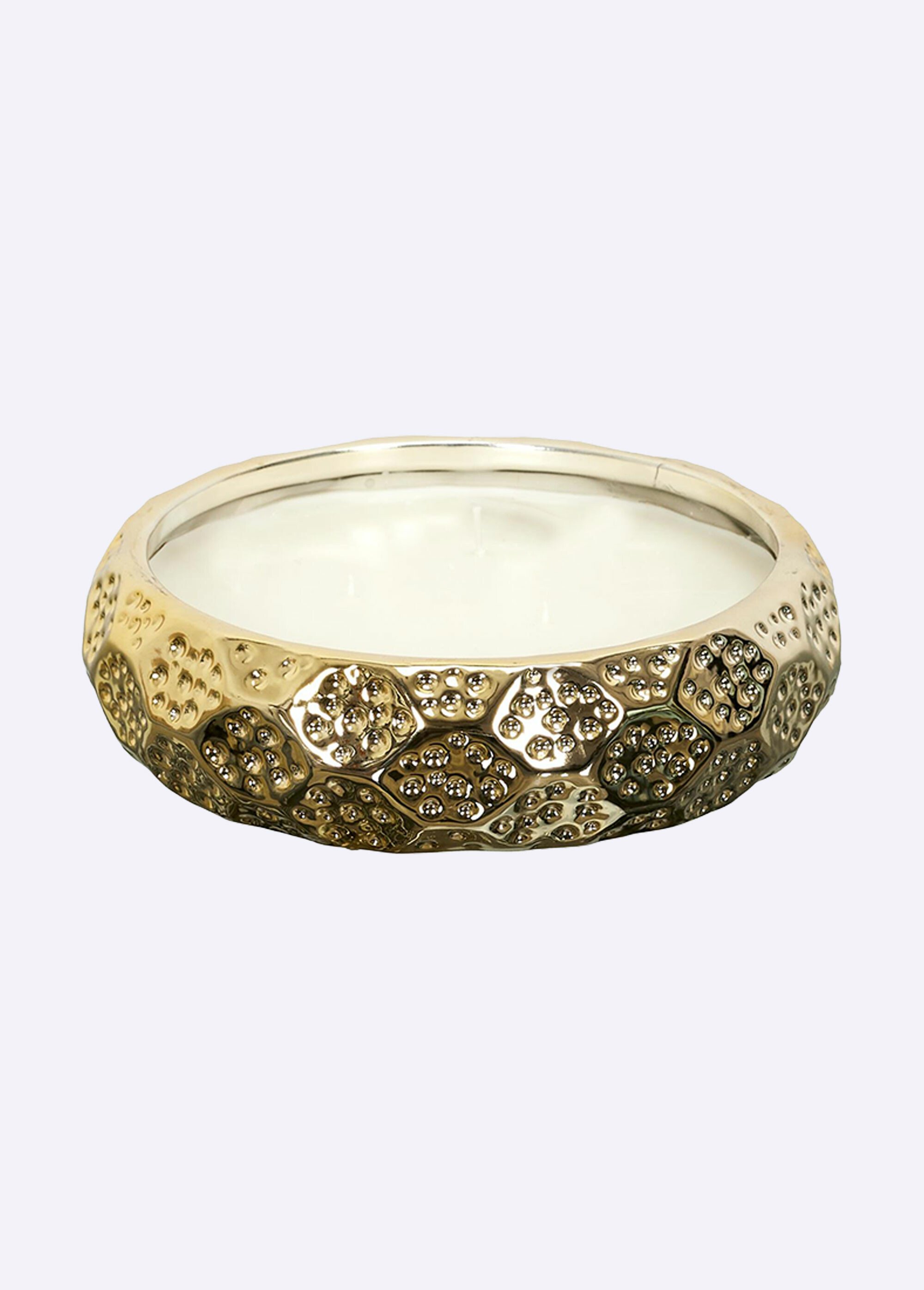 Bougie parfumée contenant métal martelé