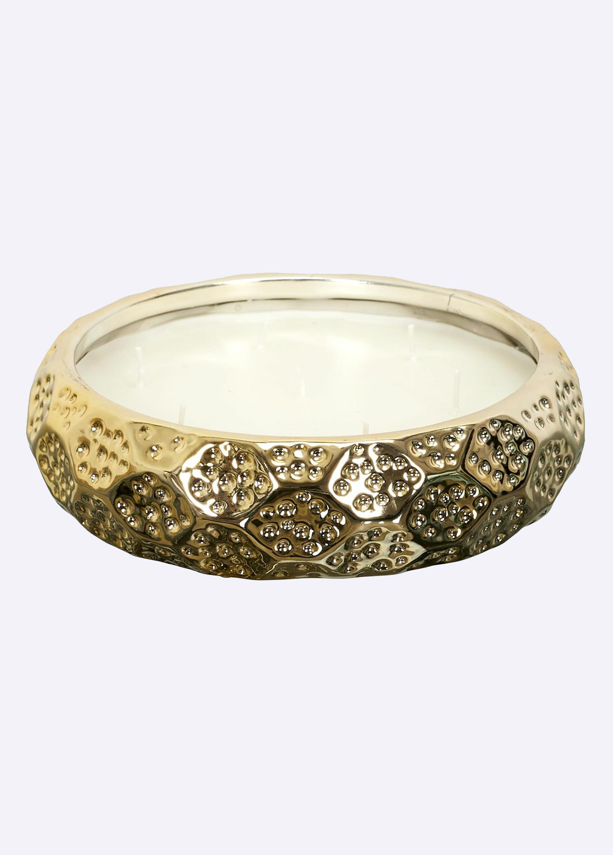 Bougie parfumée contenant métal martelé Doré CMP-BO5486 FA1