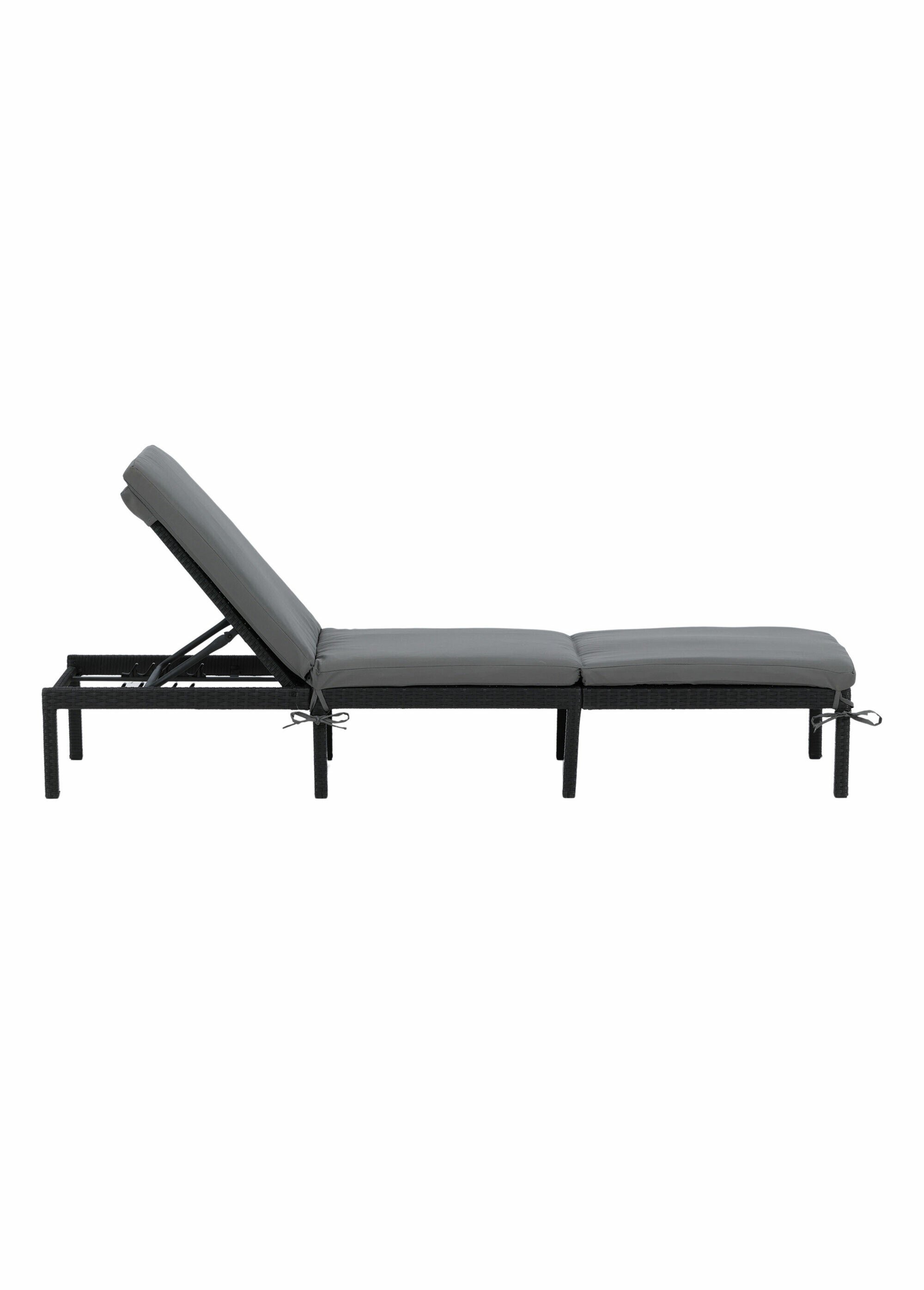 Chaise longue résine tressée + coussin NOIR VEN-1006-001 DE3