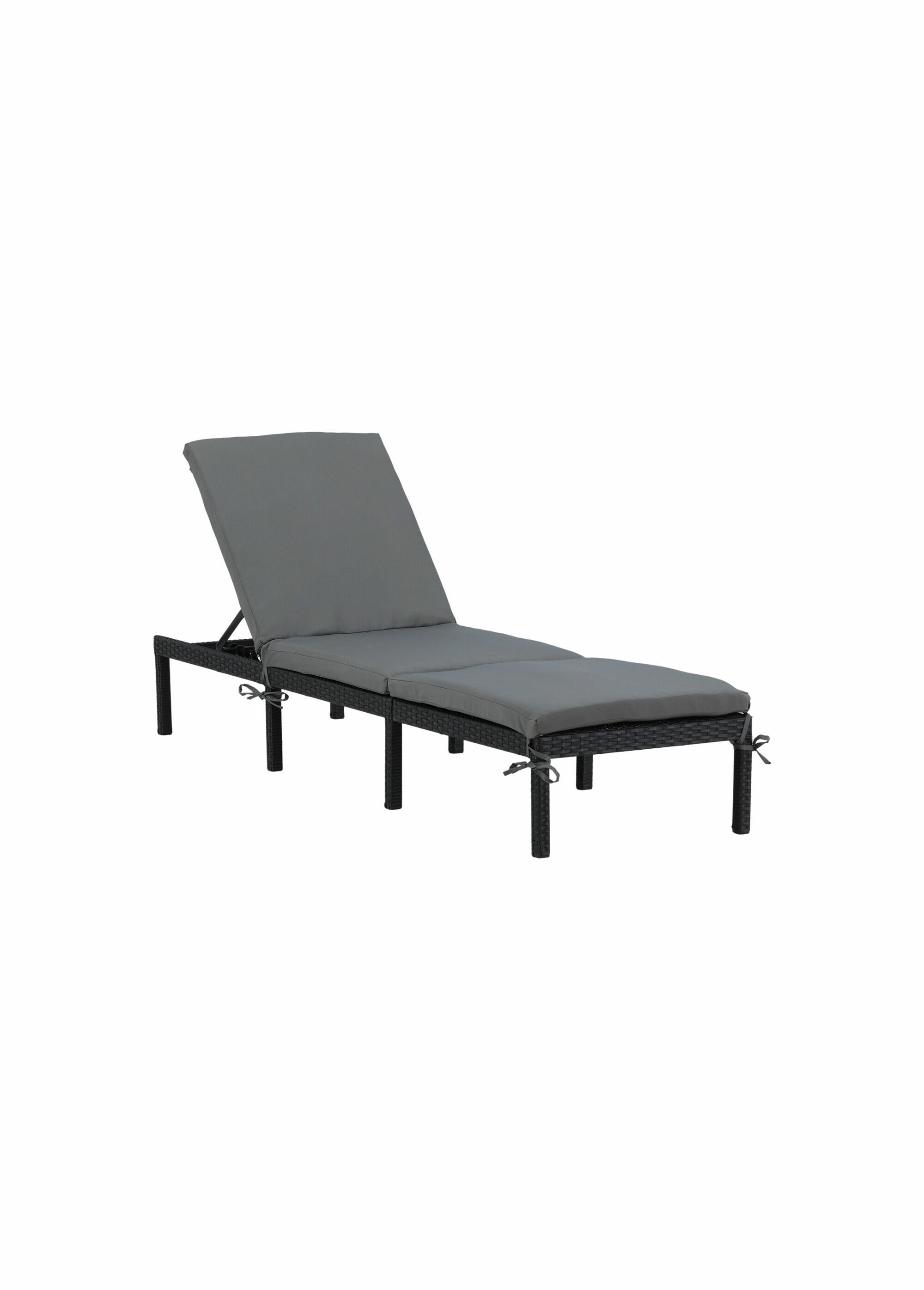 Chaise longue résine tressée + coussin NOIR VEN-1006-001 FA1