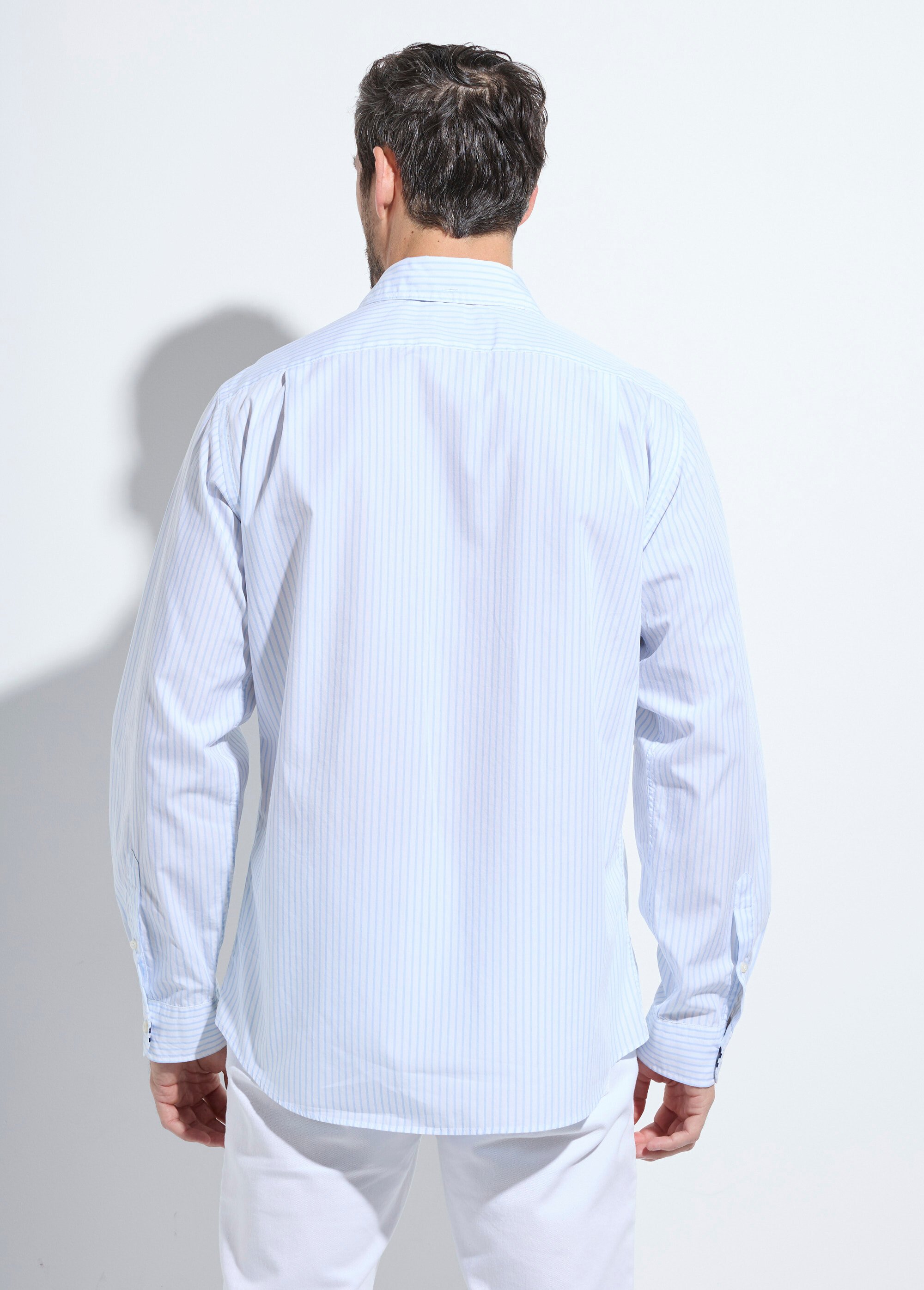 Chemise chic coton à rayures Homme Blanc DC-E2AQWV05 DO1
