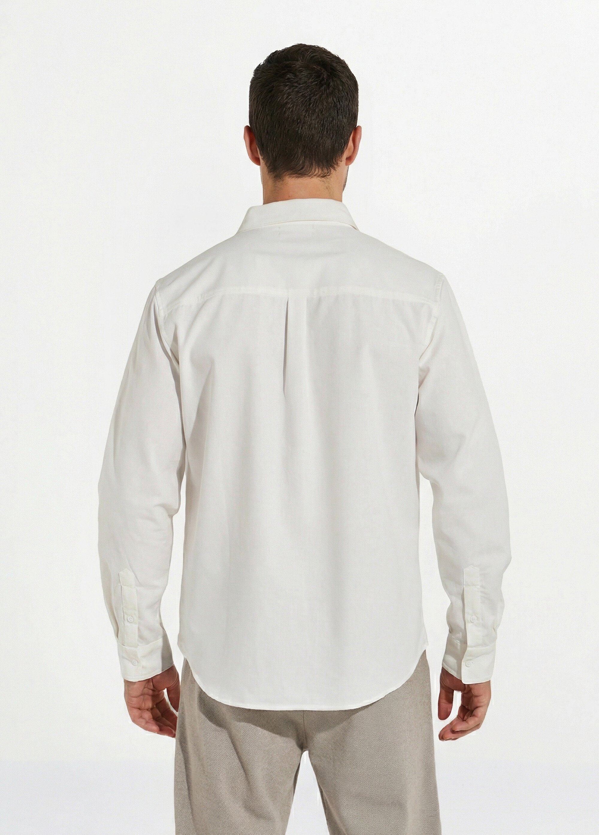 Chemise col à pointes, en coton / lin Homme Blanc FRIBM24C41 DO1