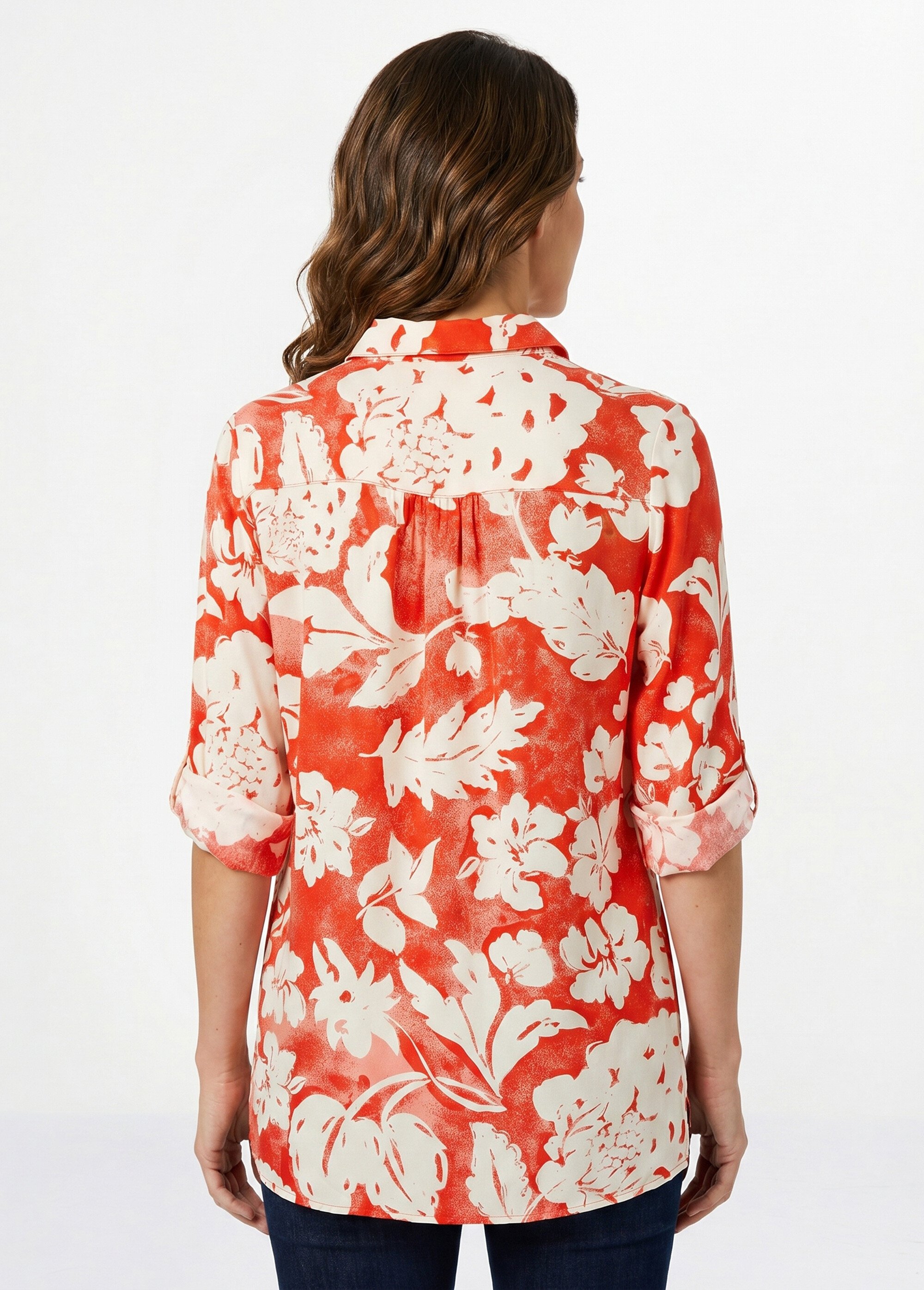 Chemisier ample long fleuri Femme Rouge CAPSULE DO1