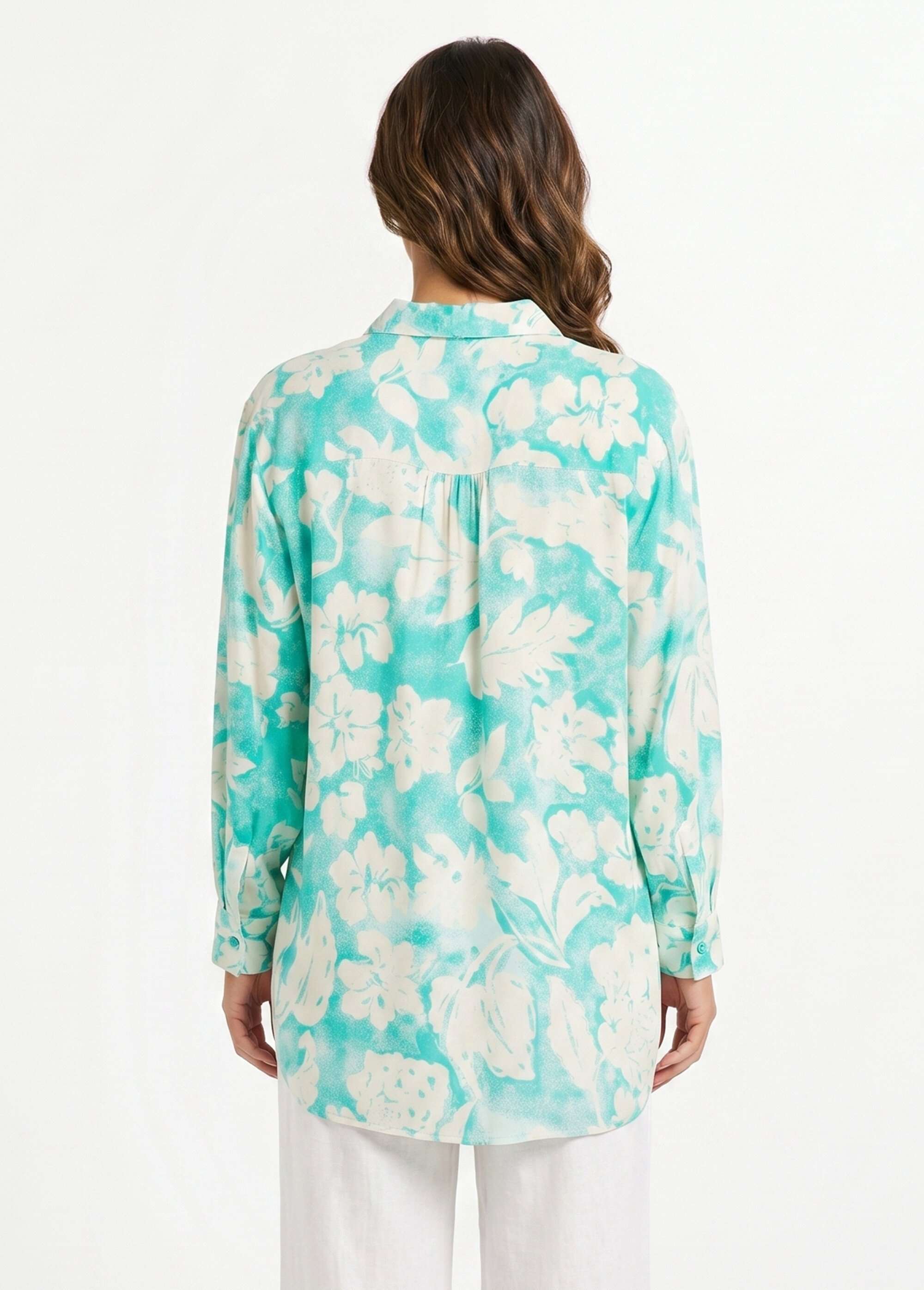 Chemisier ample long fleuri Femme Vert CAPSULE DO1