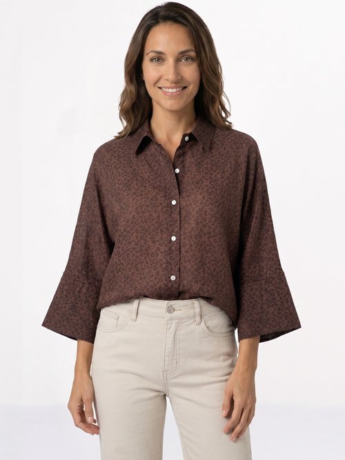 Chemisier léopard, manches 3/4 fantaisie Femme Marron JB-B6336 FA1