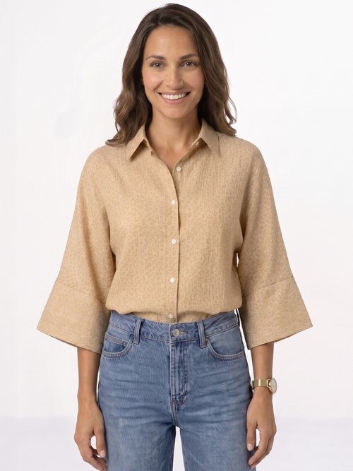 Chemisier léopard, manches 3/4 fantaisie Femme Beige JB-B6336 FA1